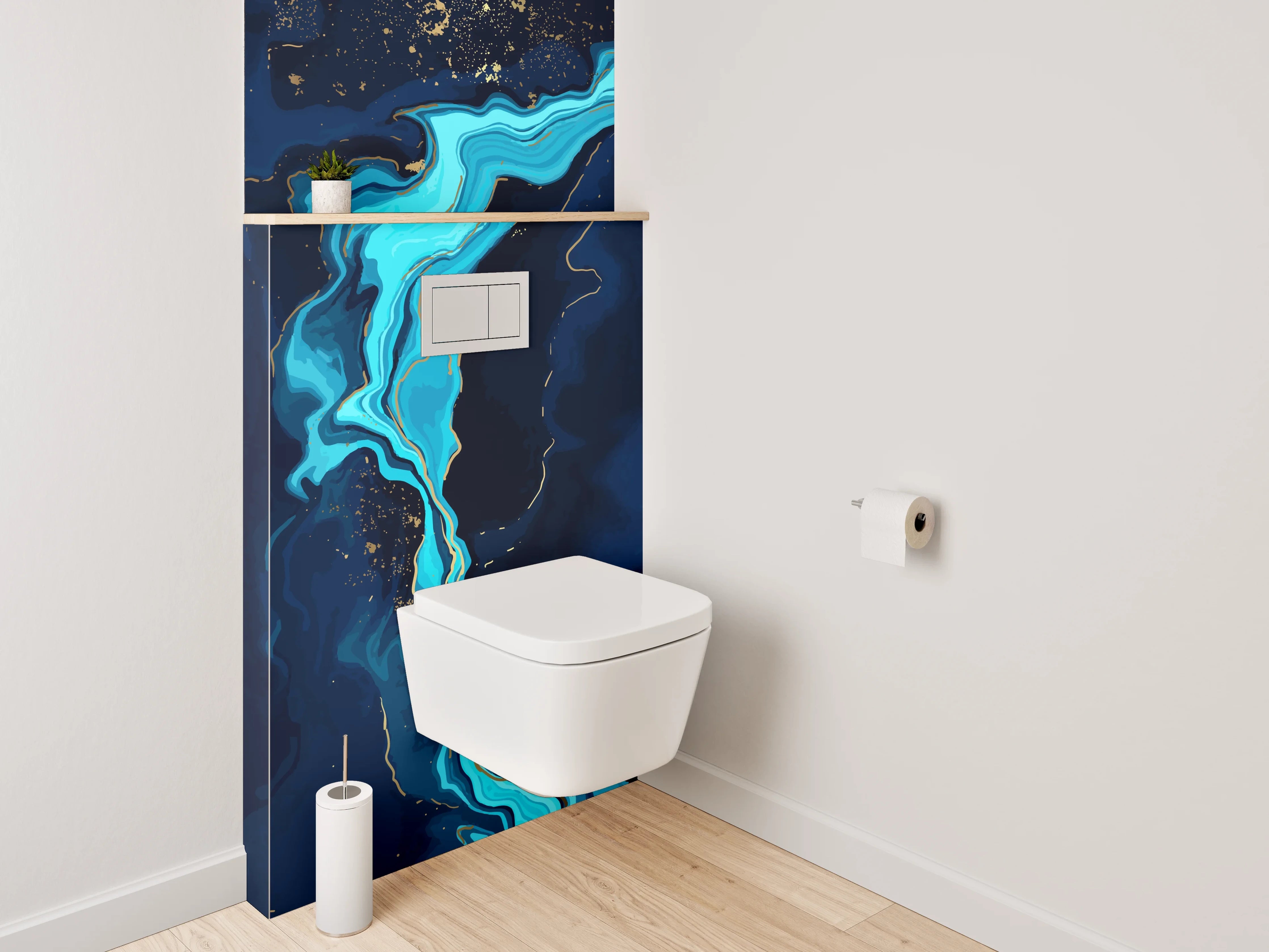 WC-Rückwand - Abstrakte blaue Marmor-Optik Deko
