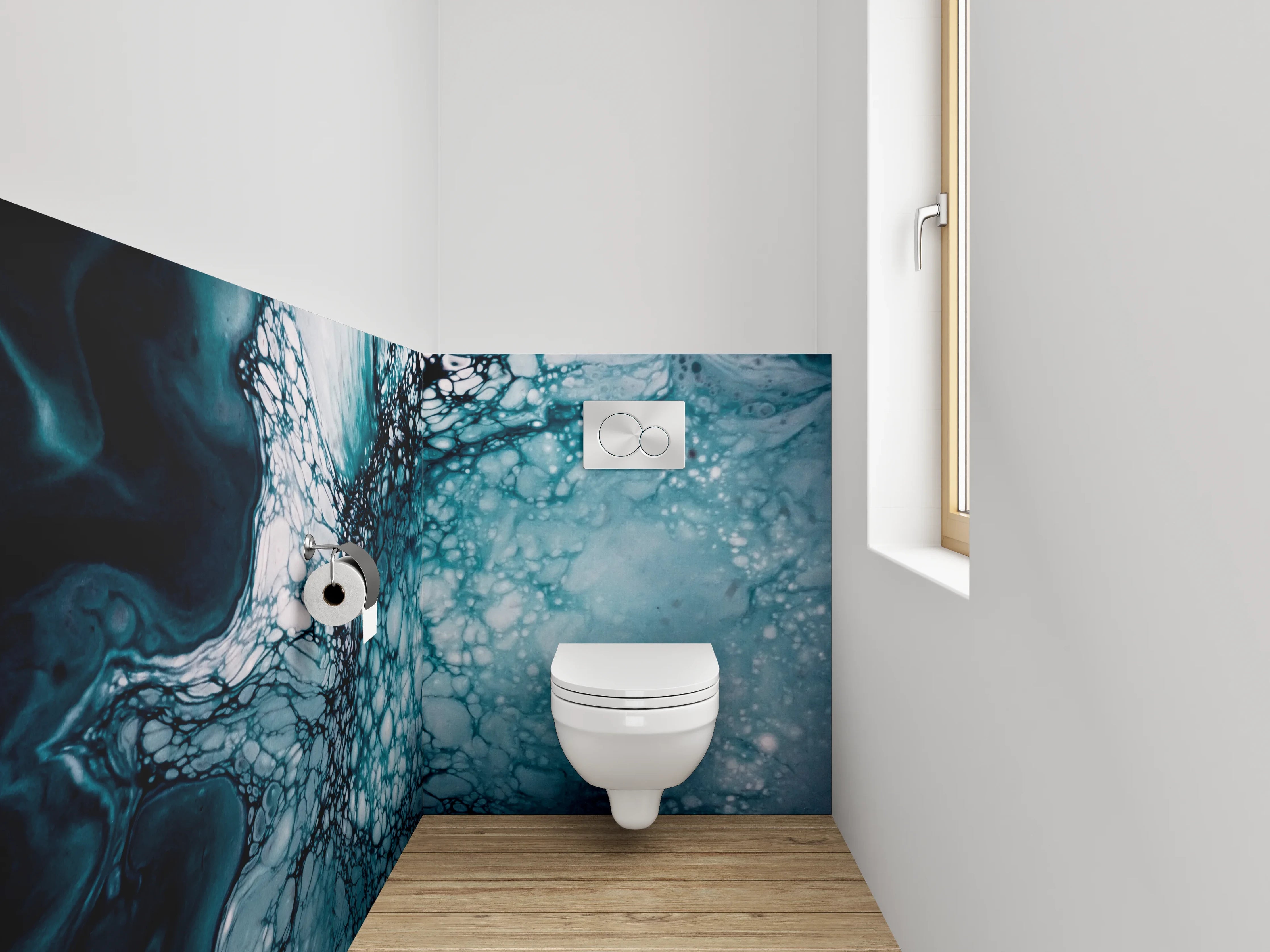 WC-Rückwand - Abstrakte blaue Marmor-Struktur