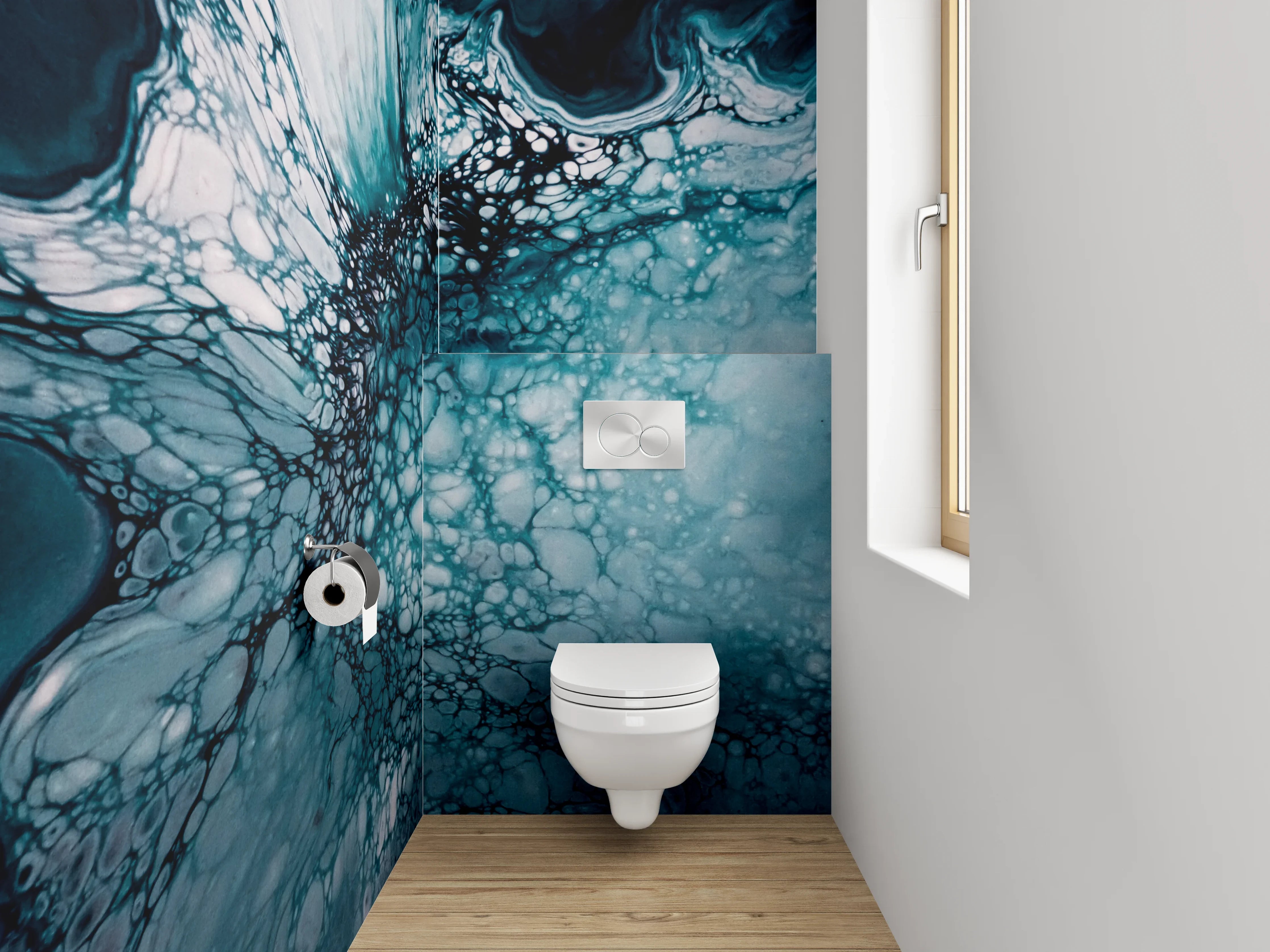 WC-Rückwand - Abstrakte blaue Marmor-Struktur