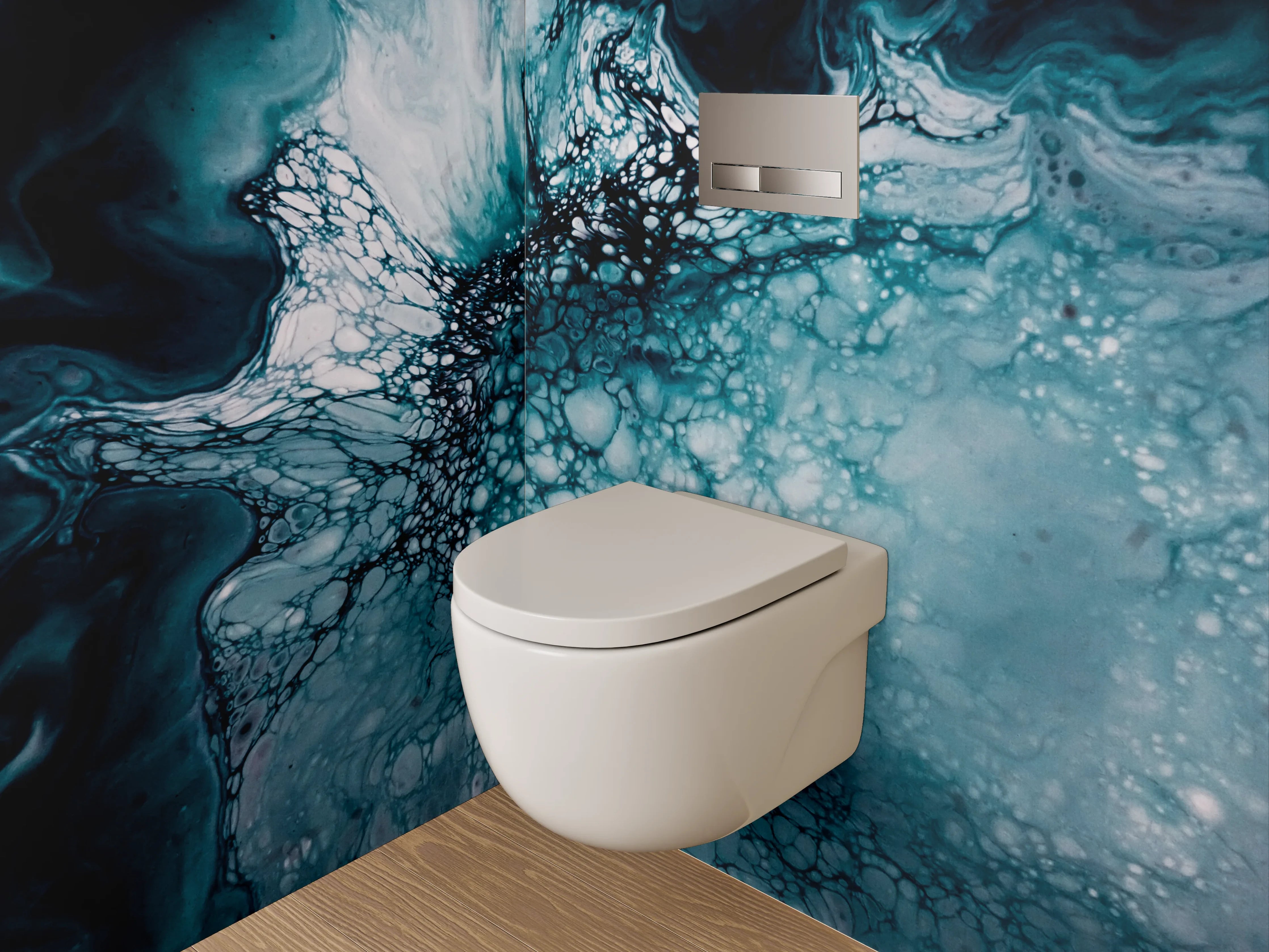 WC-Rückwand - Abstrakte blaue Marmor-Struktur