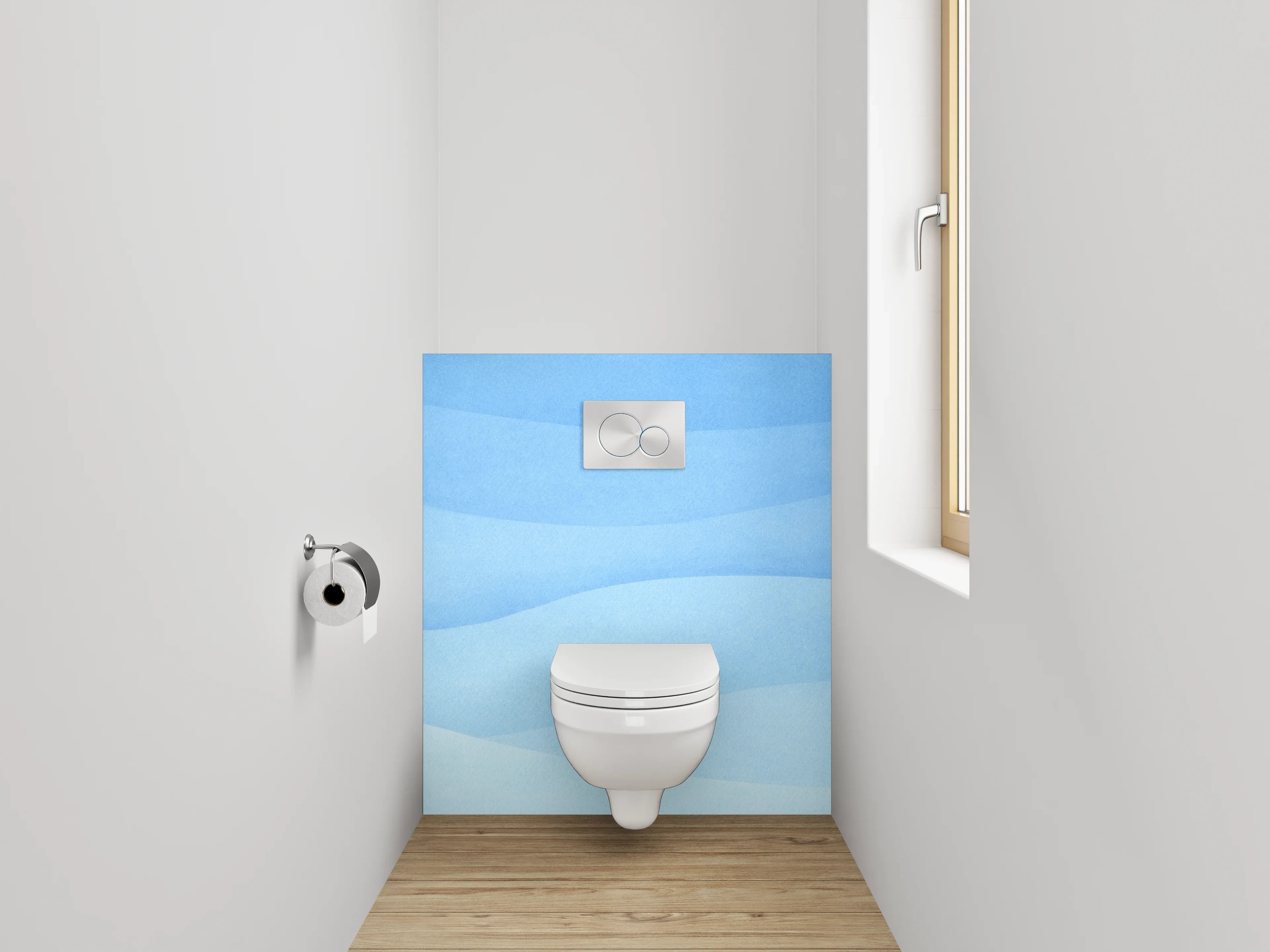 WC-Rückwand - Abstrakte blaue Wellen Aquarell