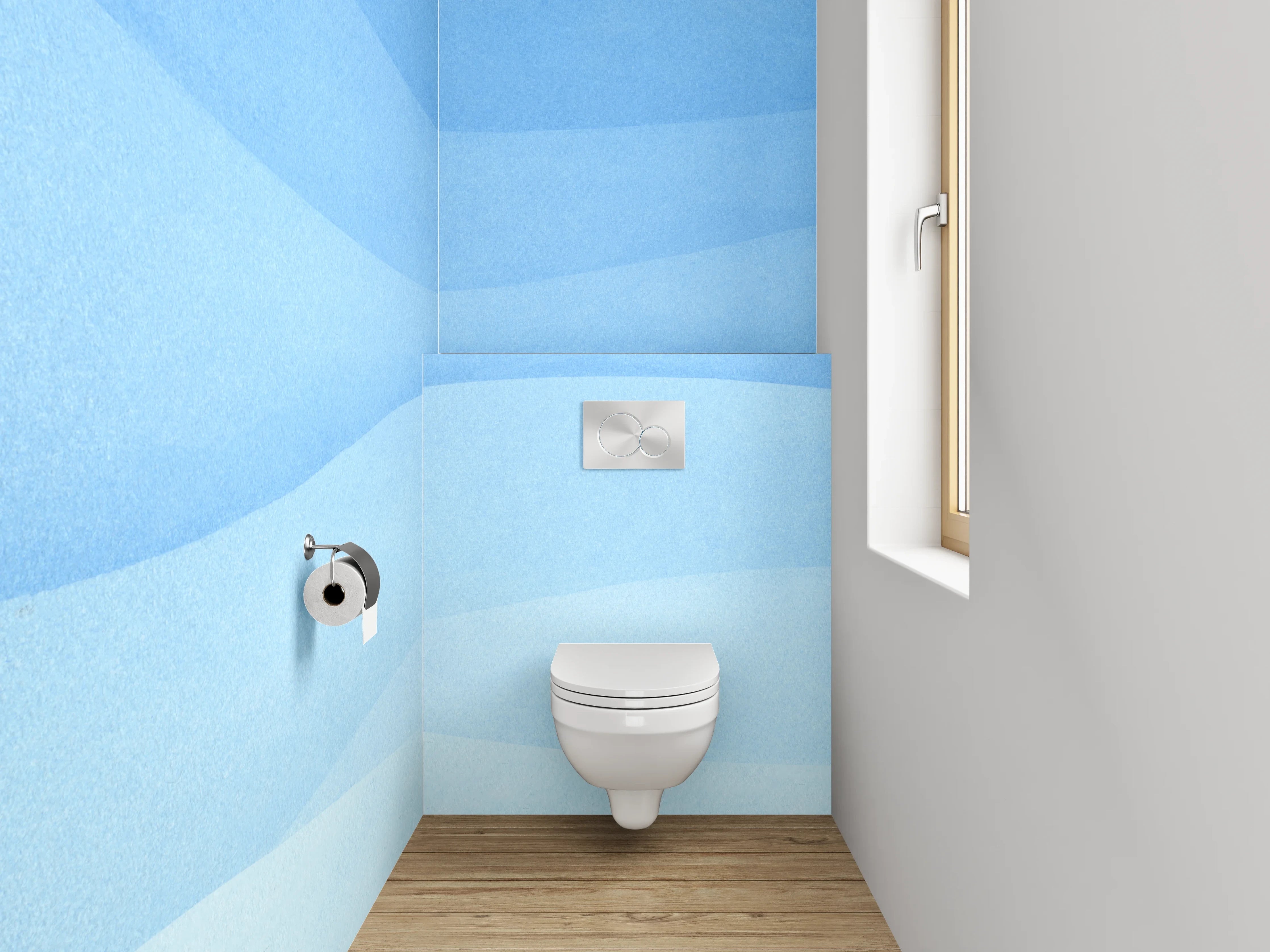 WC-Rückwand - Abstrakte blaue Wellen Aquarell