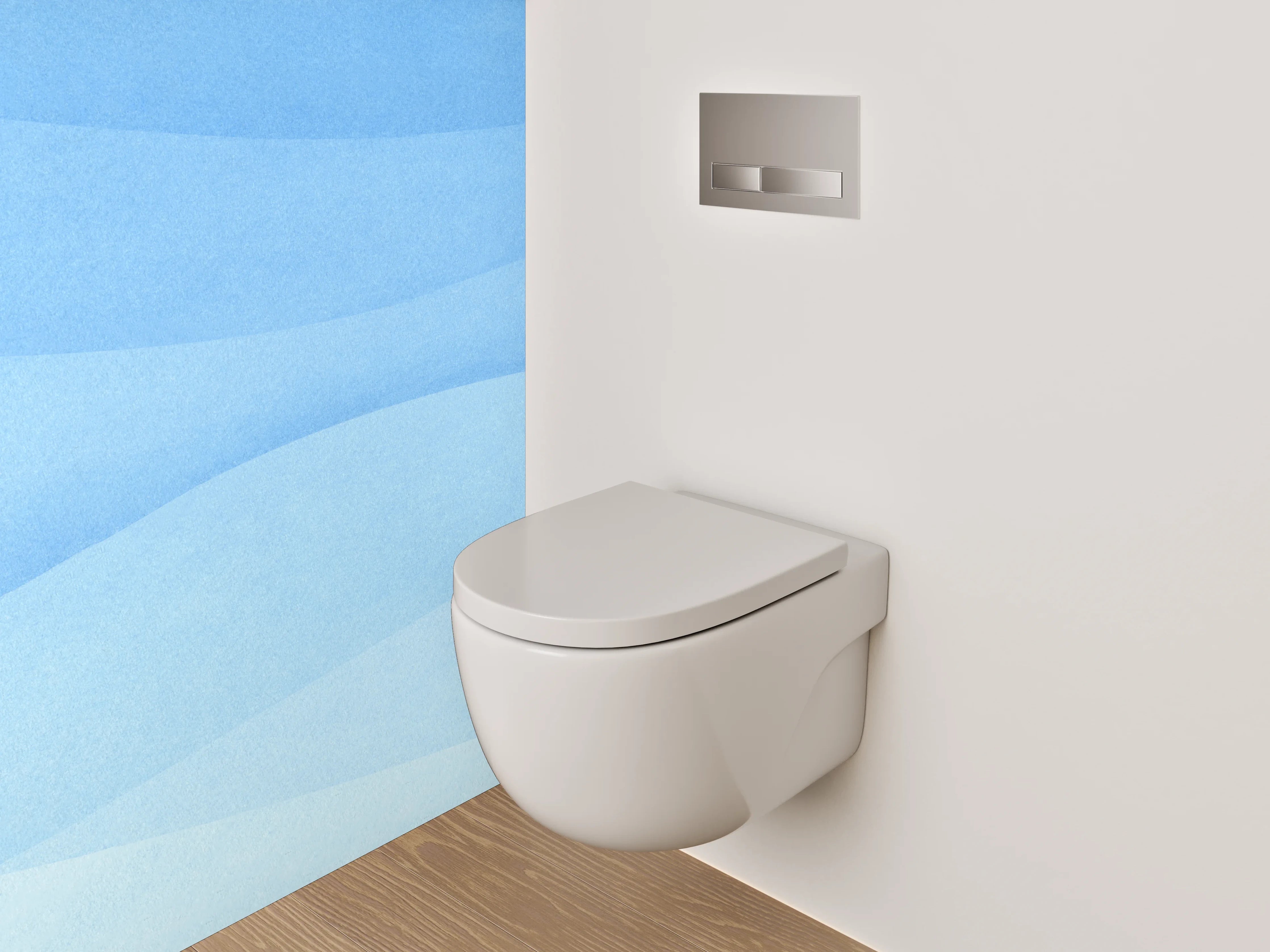 WC-Rückwand - Abstrakte blaue Wellen Aquarell