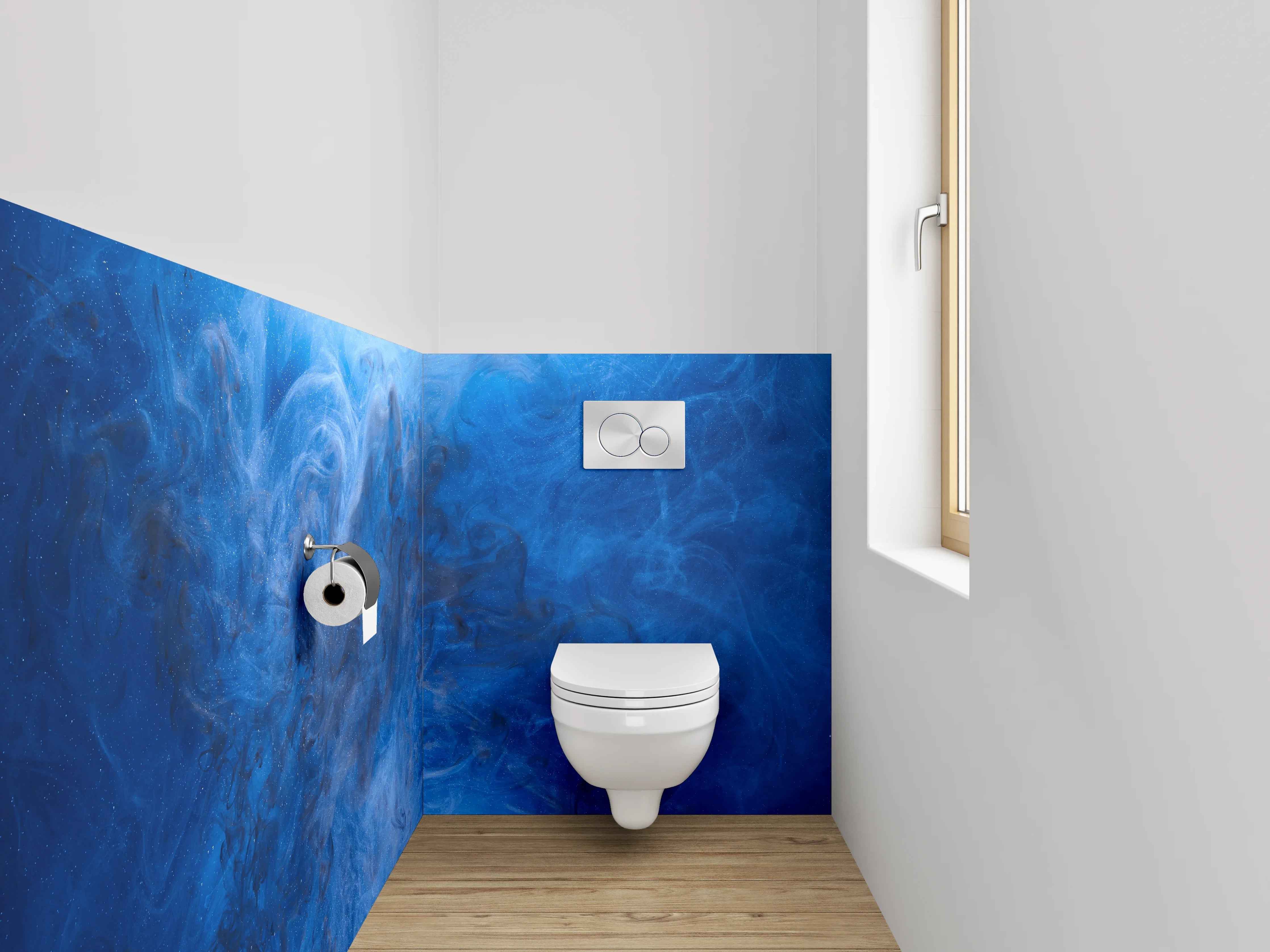 WC-Rückwand - Abstrakte blaue Wolken Kunst