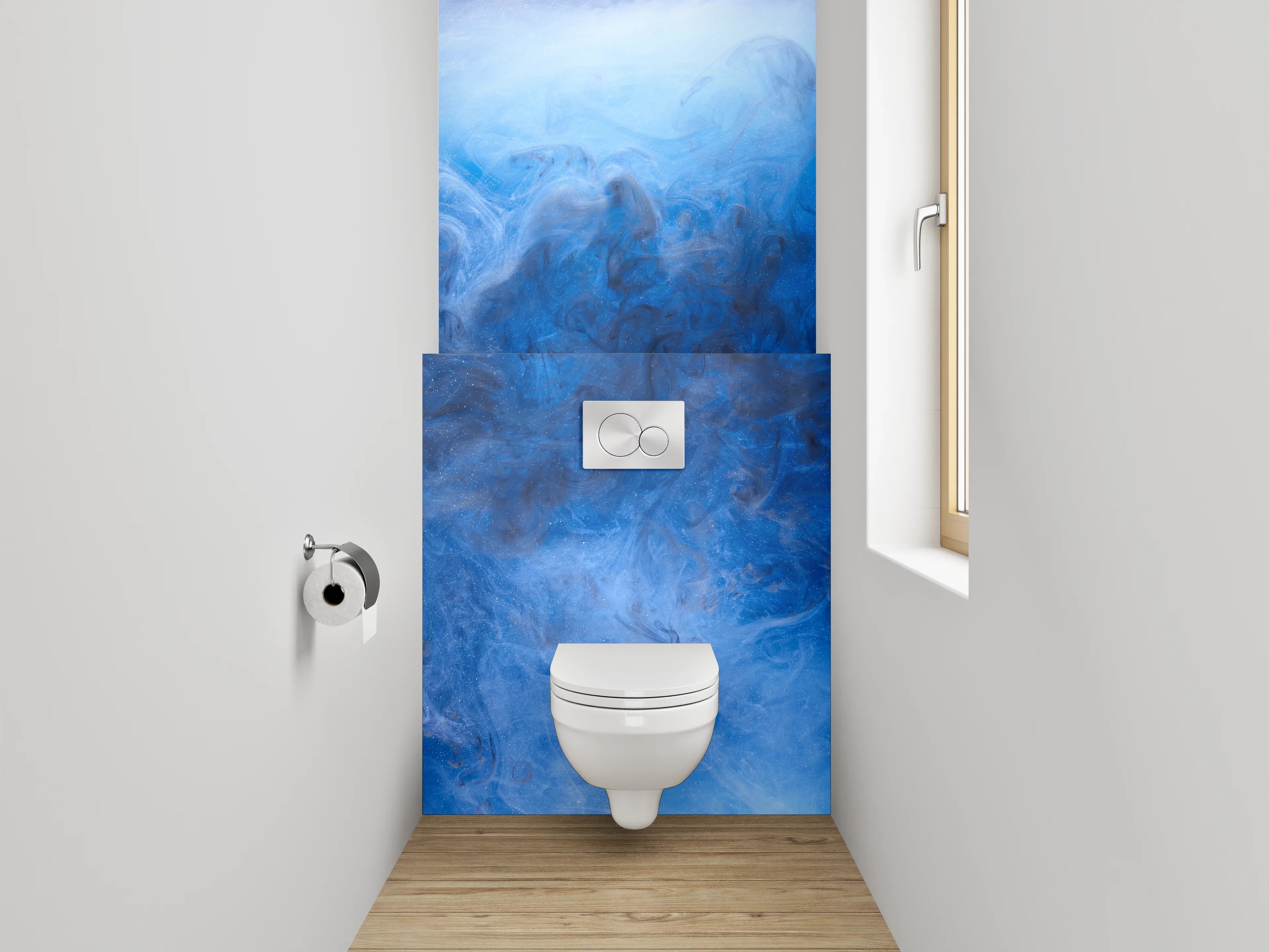 WC-Rückwand - Abstrakte blaue Wolken Kunst