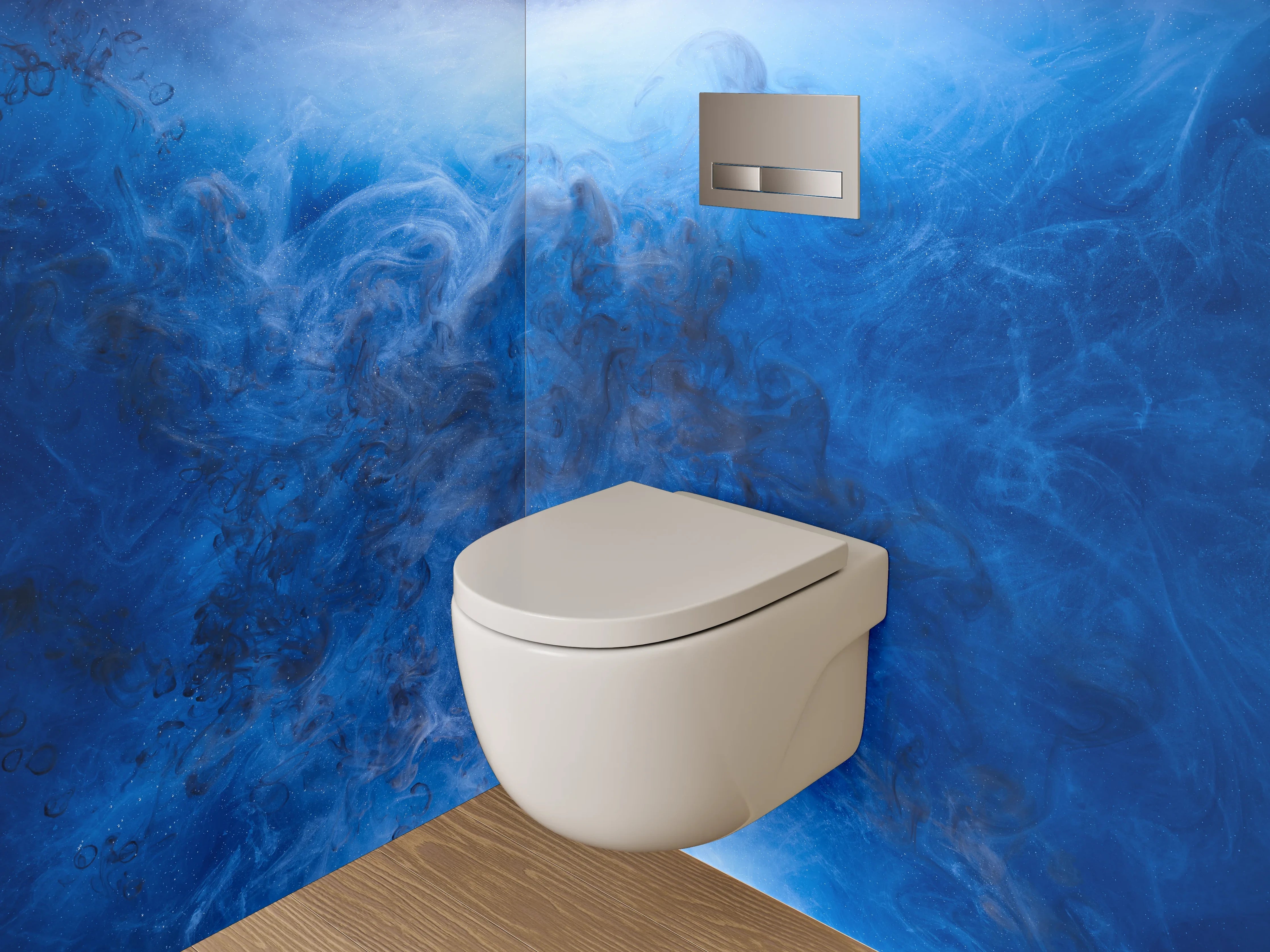 WC-Rückwand - Abstrakte blaue Wolken Kunst