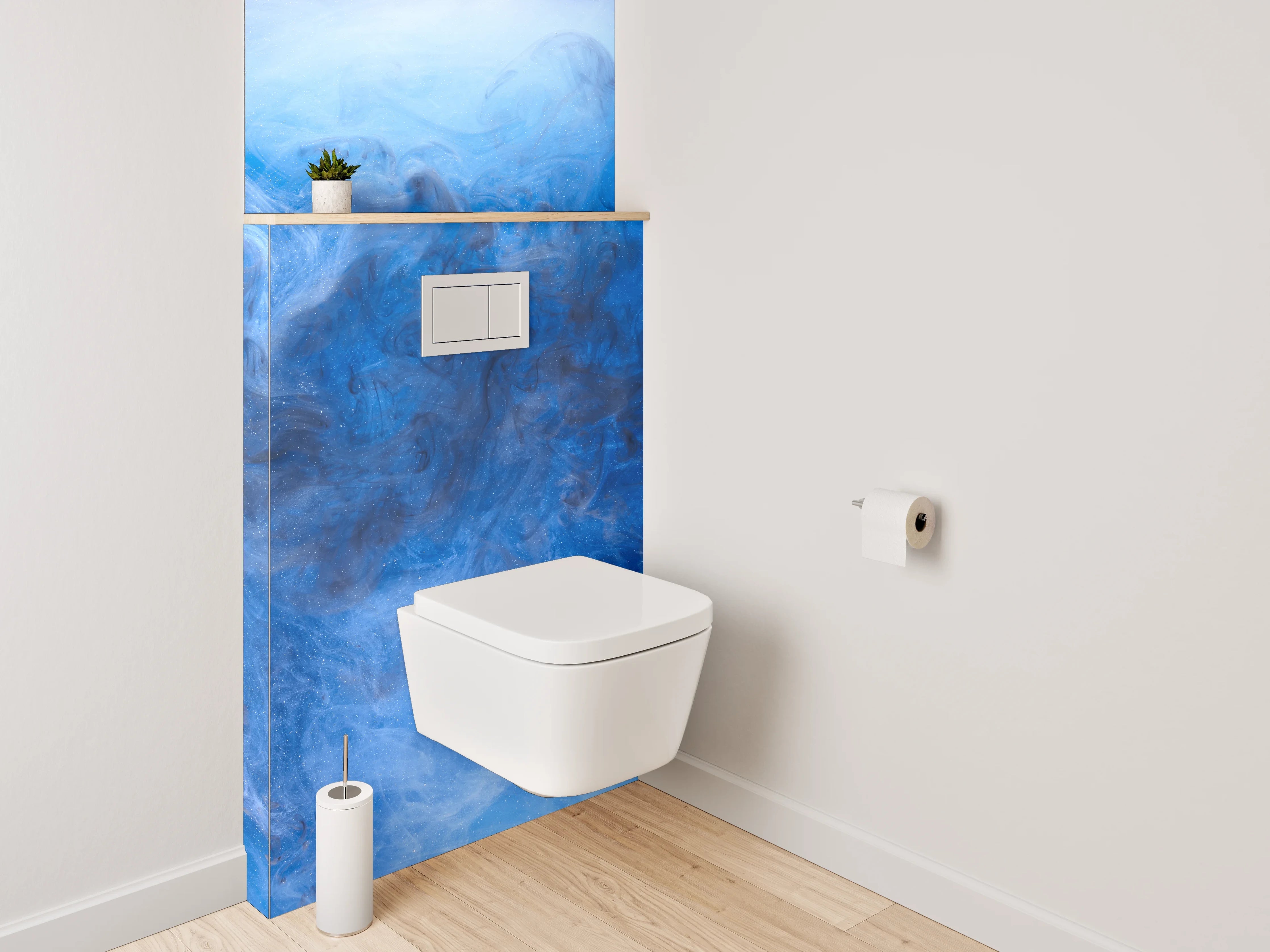 WC-Rückwand - Abstrakte blaue Wolken Kunst