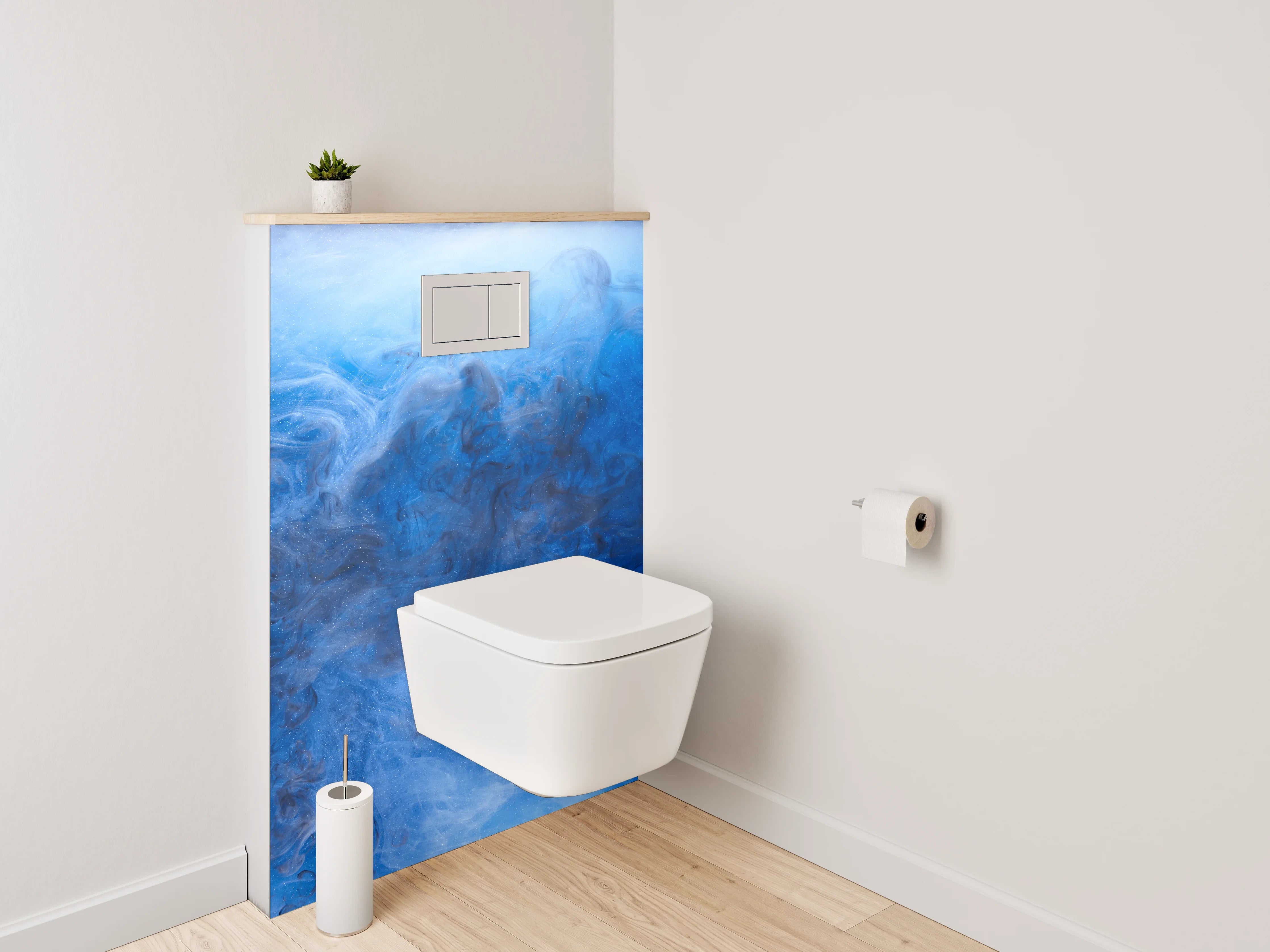 WC-Rückwand - Abstrakte blaue Wolken Kunst
