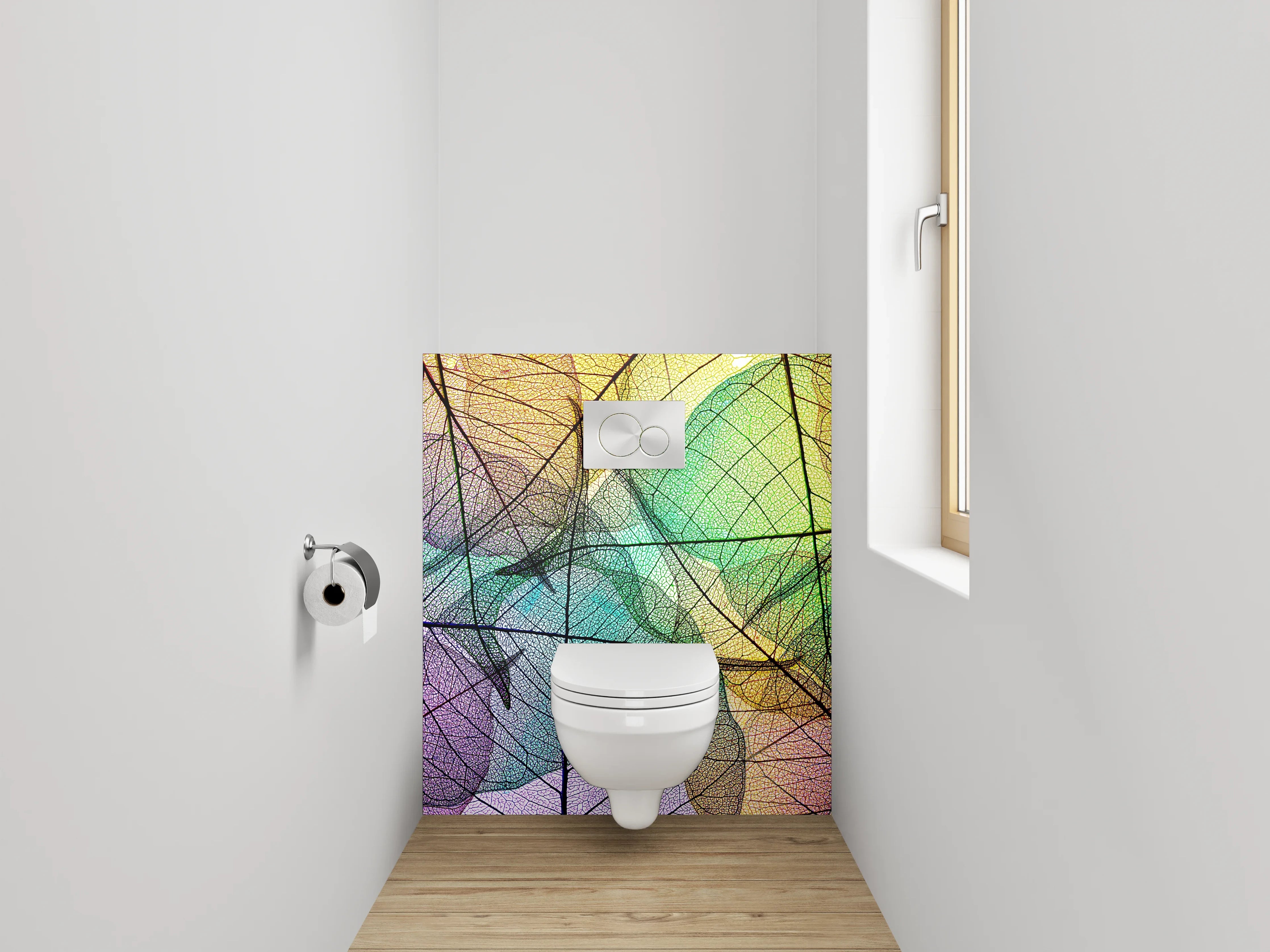 WC-Rückwand - Abstrakte bunte Blattskelette Kunst