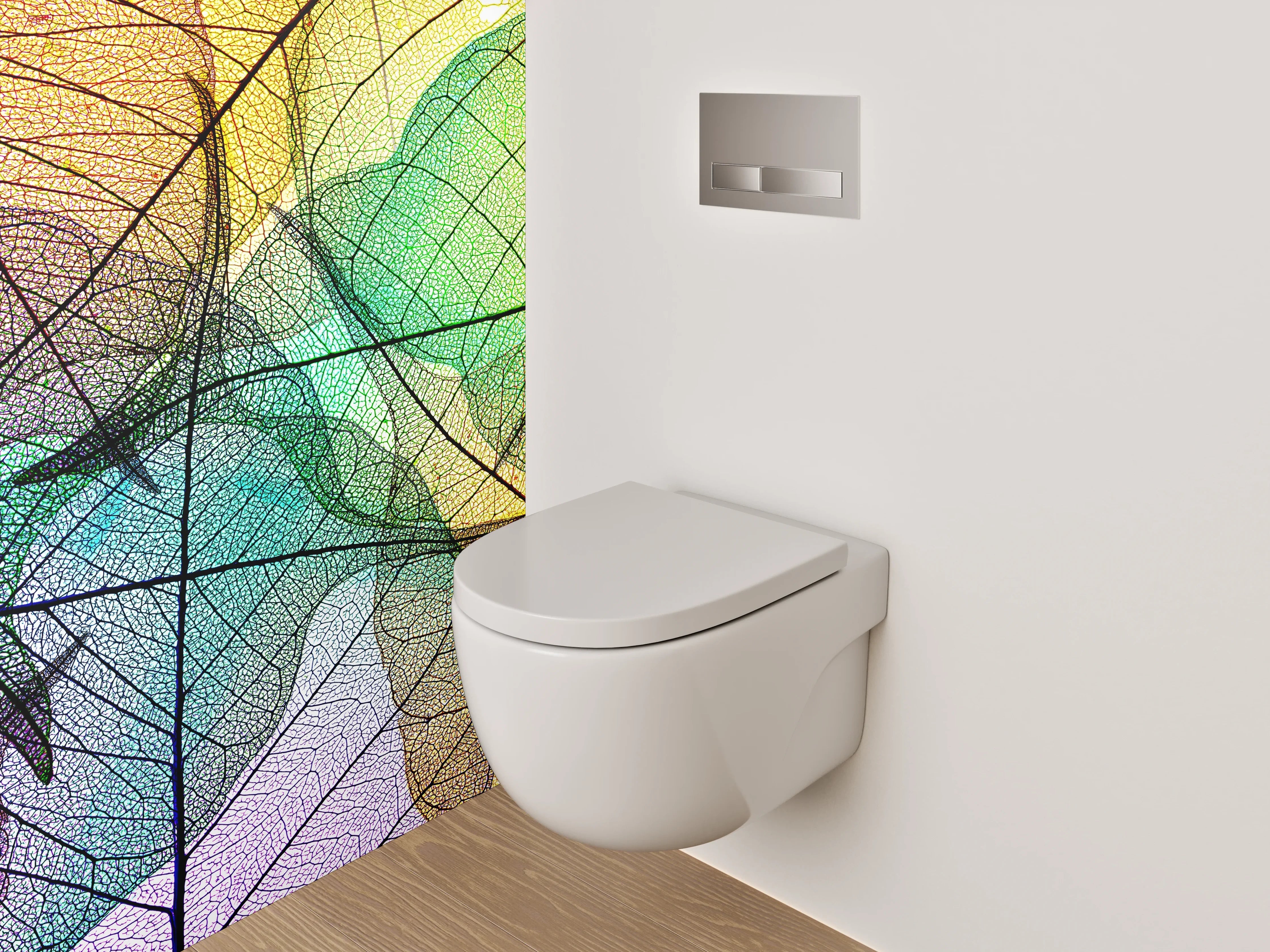 WC-Rückwand - Abstrakte bunte Blattskelette Kunst