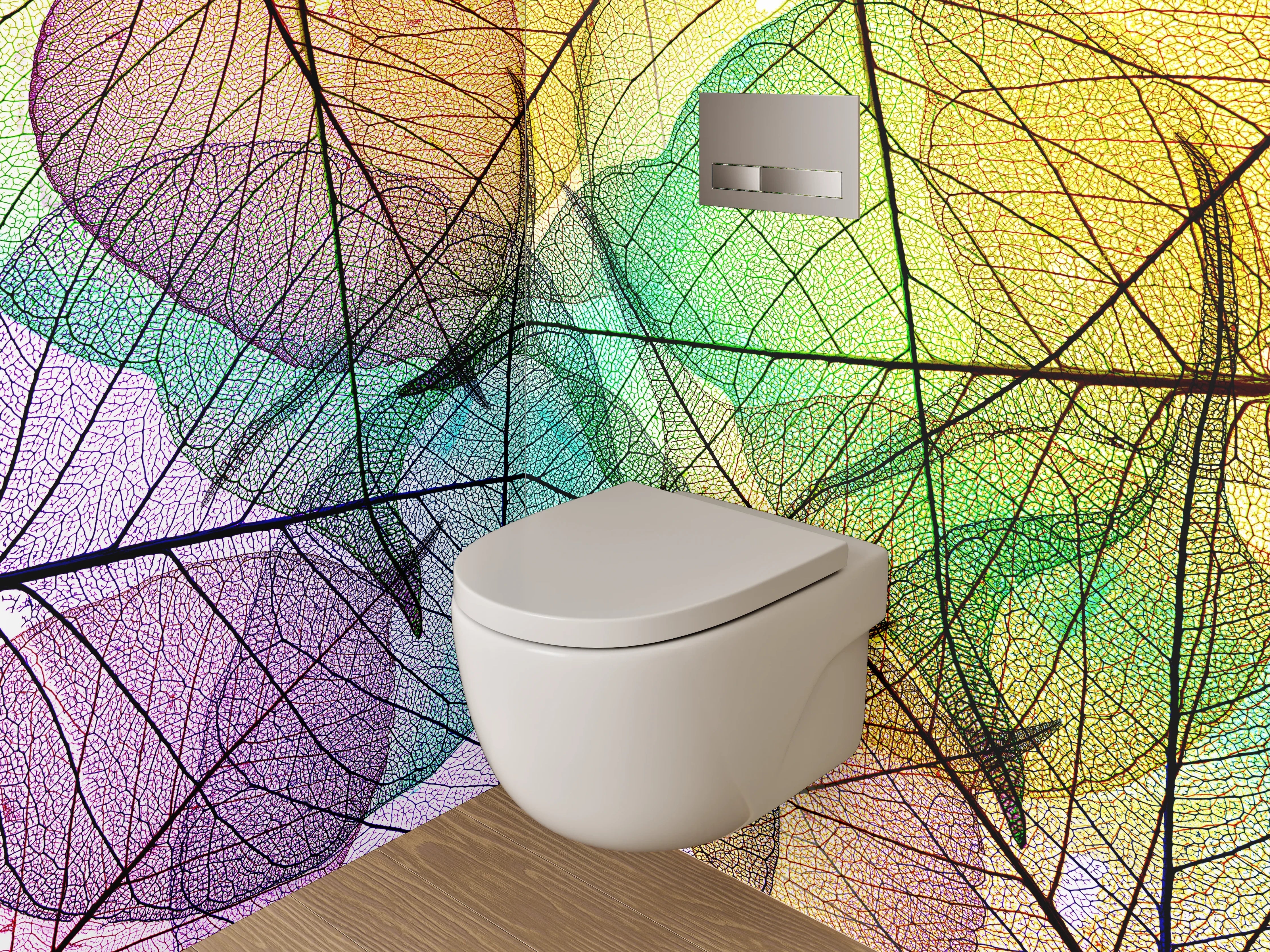 WC-Rückwand - Abstrakte bunte Blattskelette Kunst