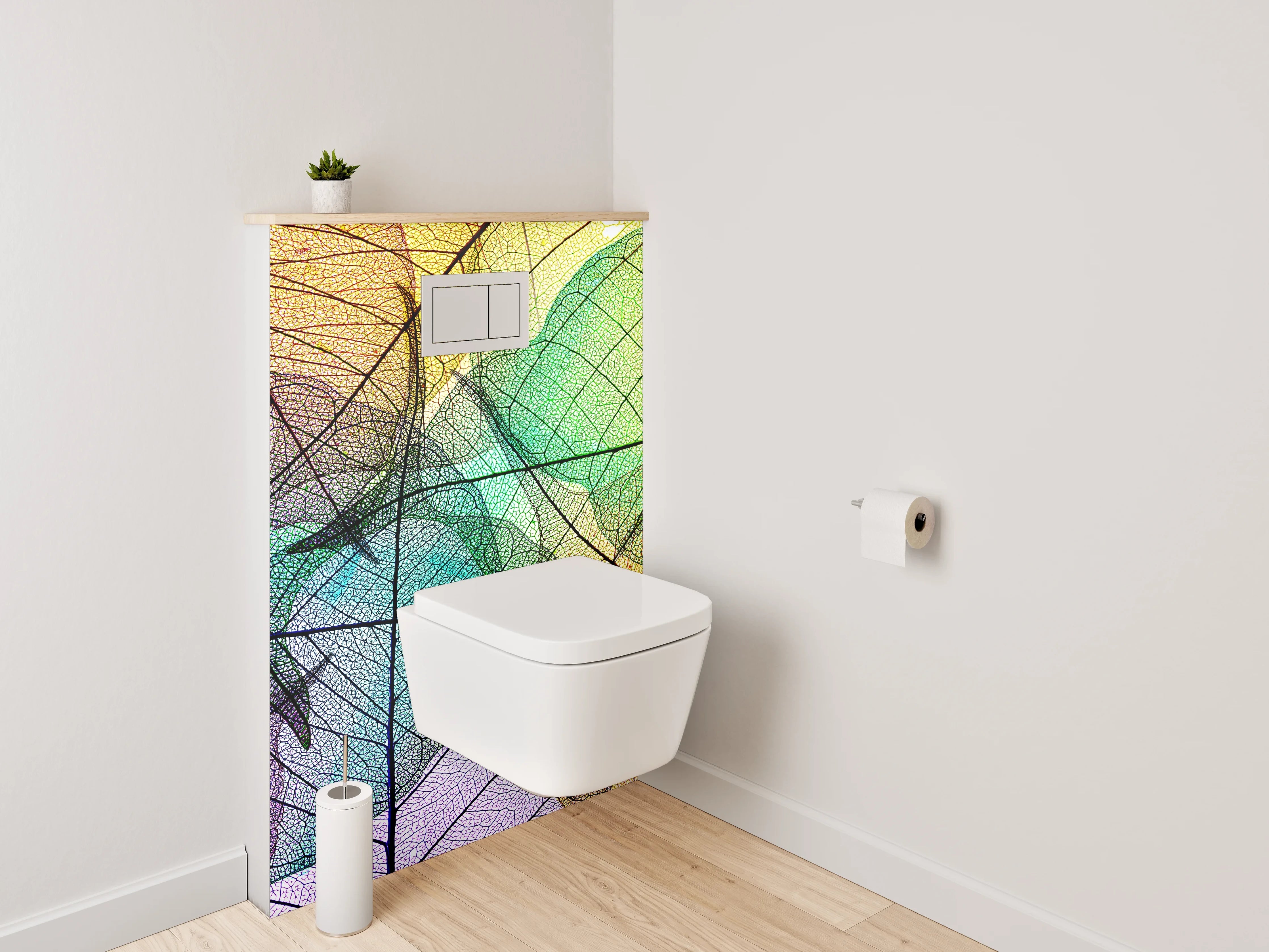 WC-Rückwand - Abstrakte bunte Blattskelette Kunst