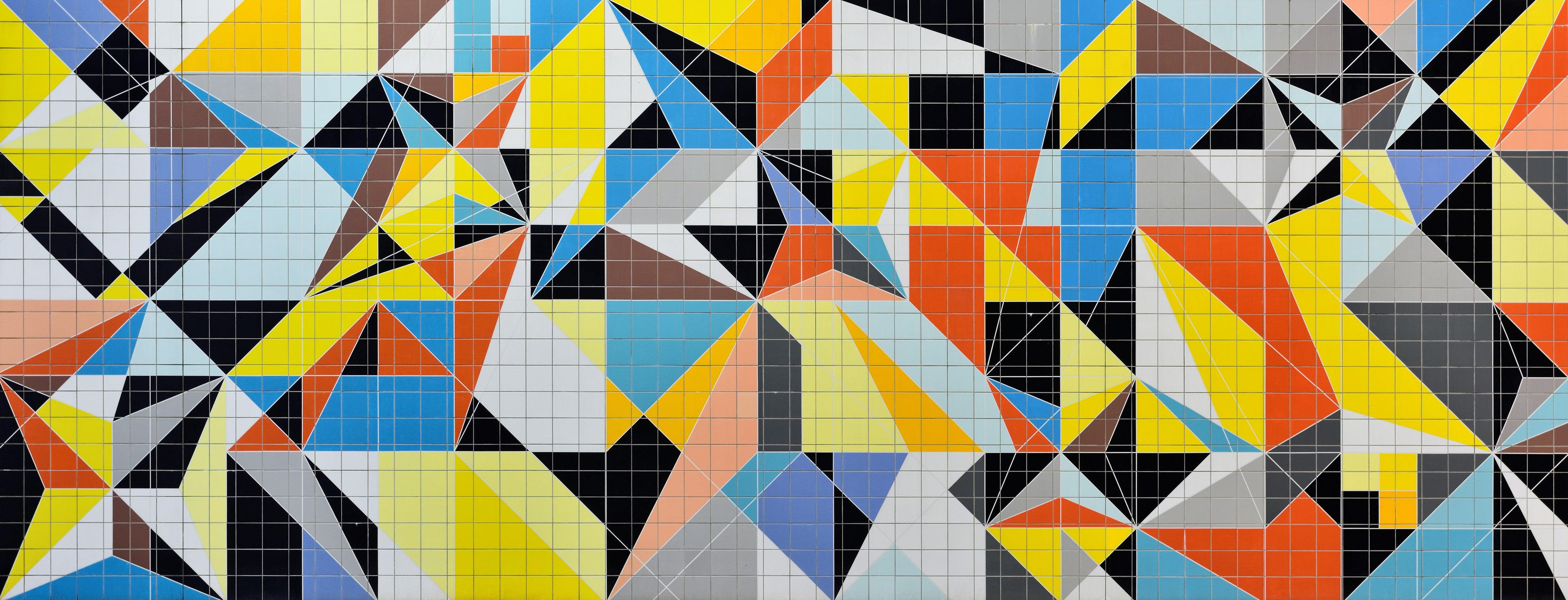 WC-Rückwand-Abstrakte bunte Dreiecks-Mosaik Fliesen