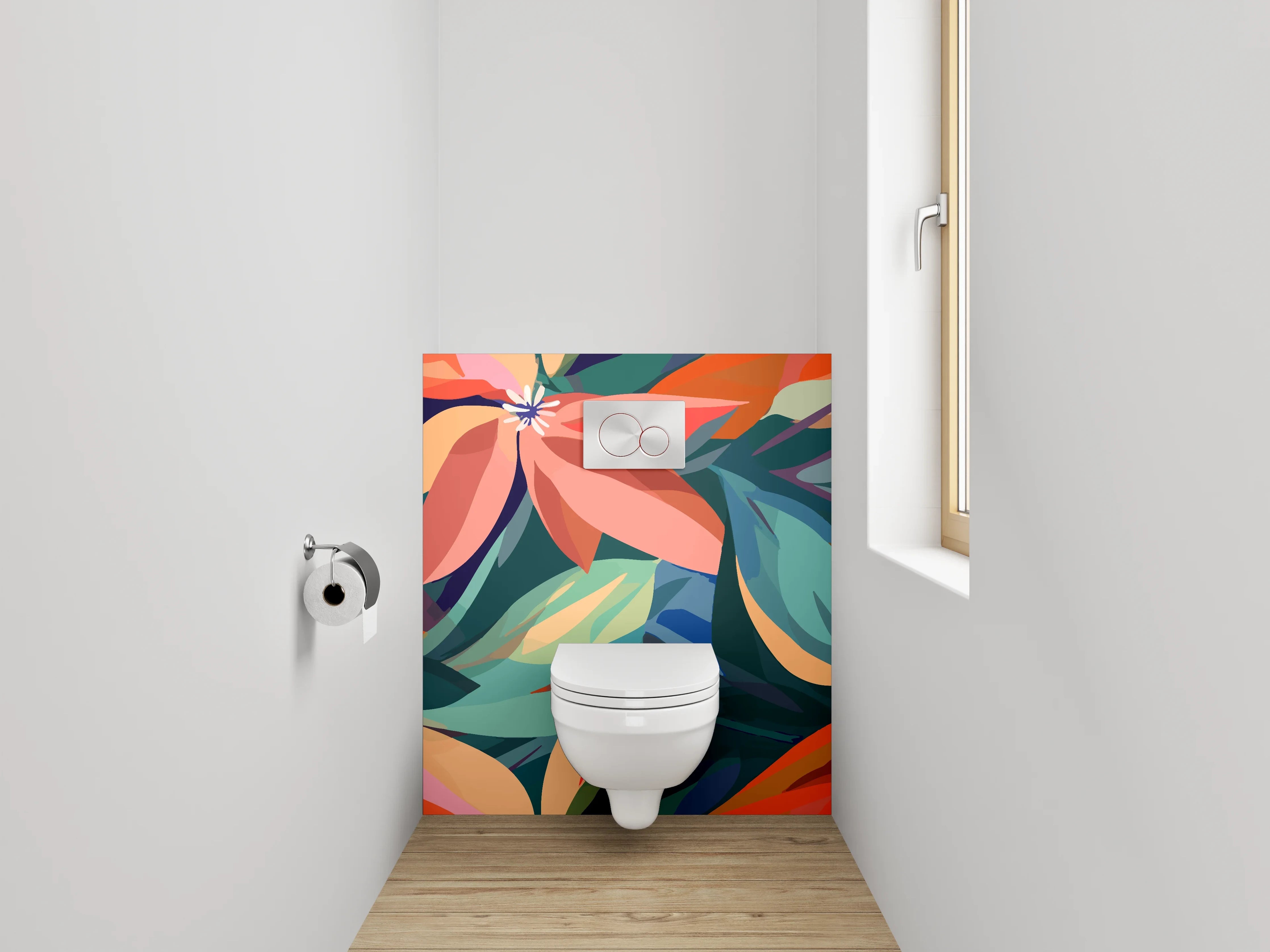 WC-Rückwand - Abstrakte florale Kunst – Bunt