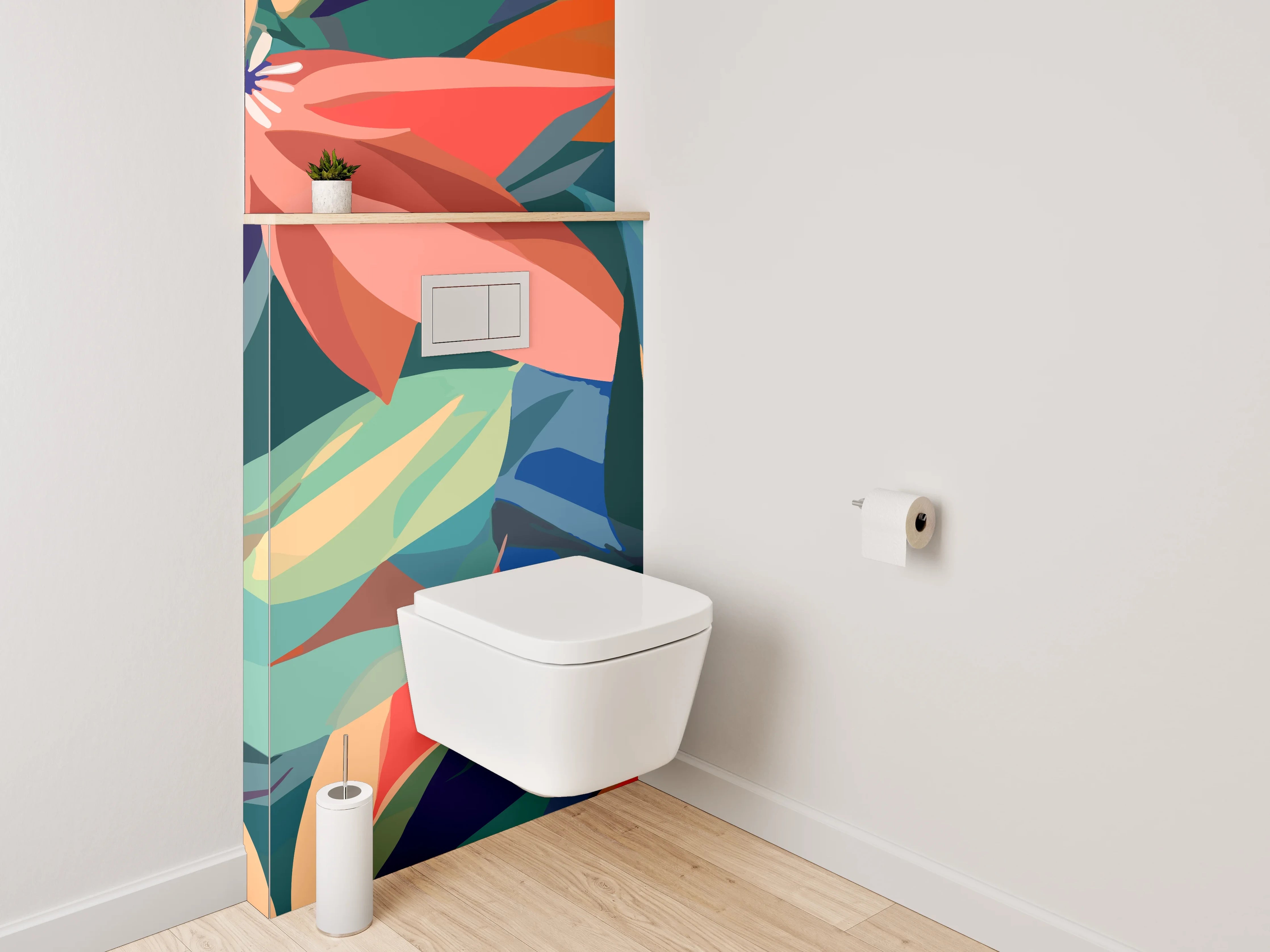 WC-Rückwand - Abstrakte florale Kunst – Bunt