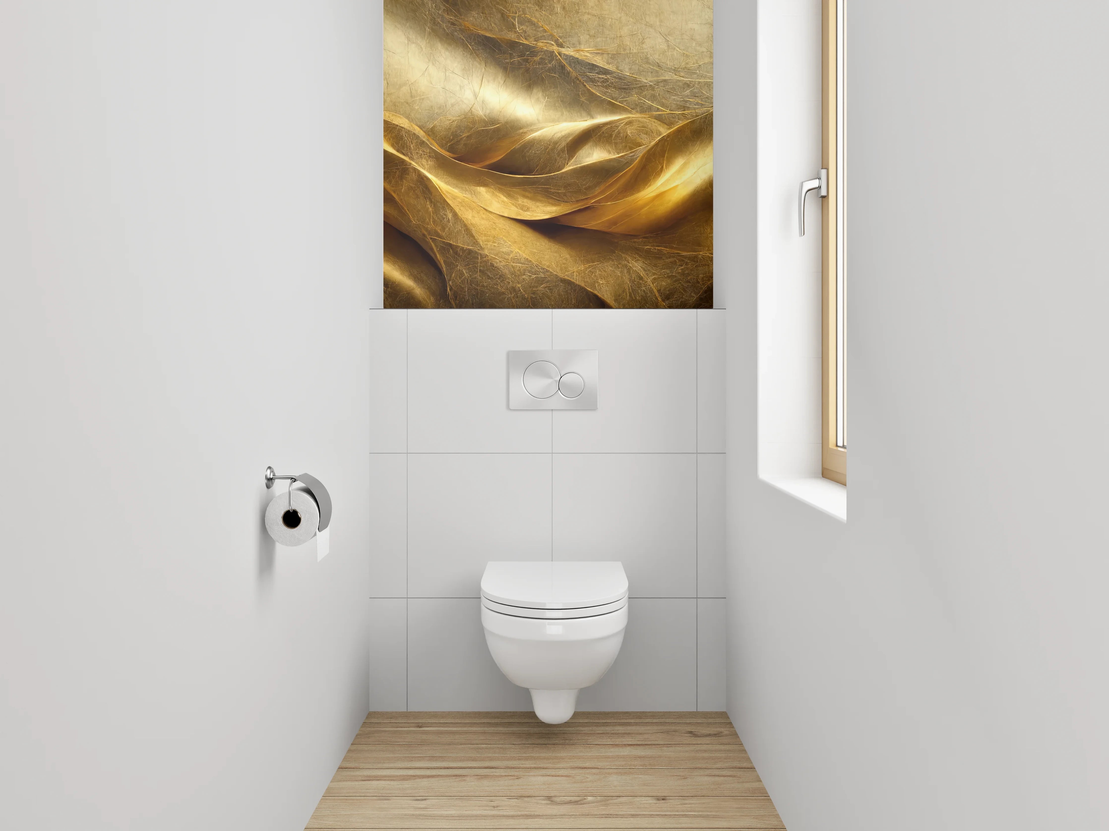 WC-Rückwand - Abstrakte goldene Eleganz