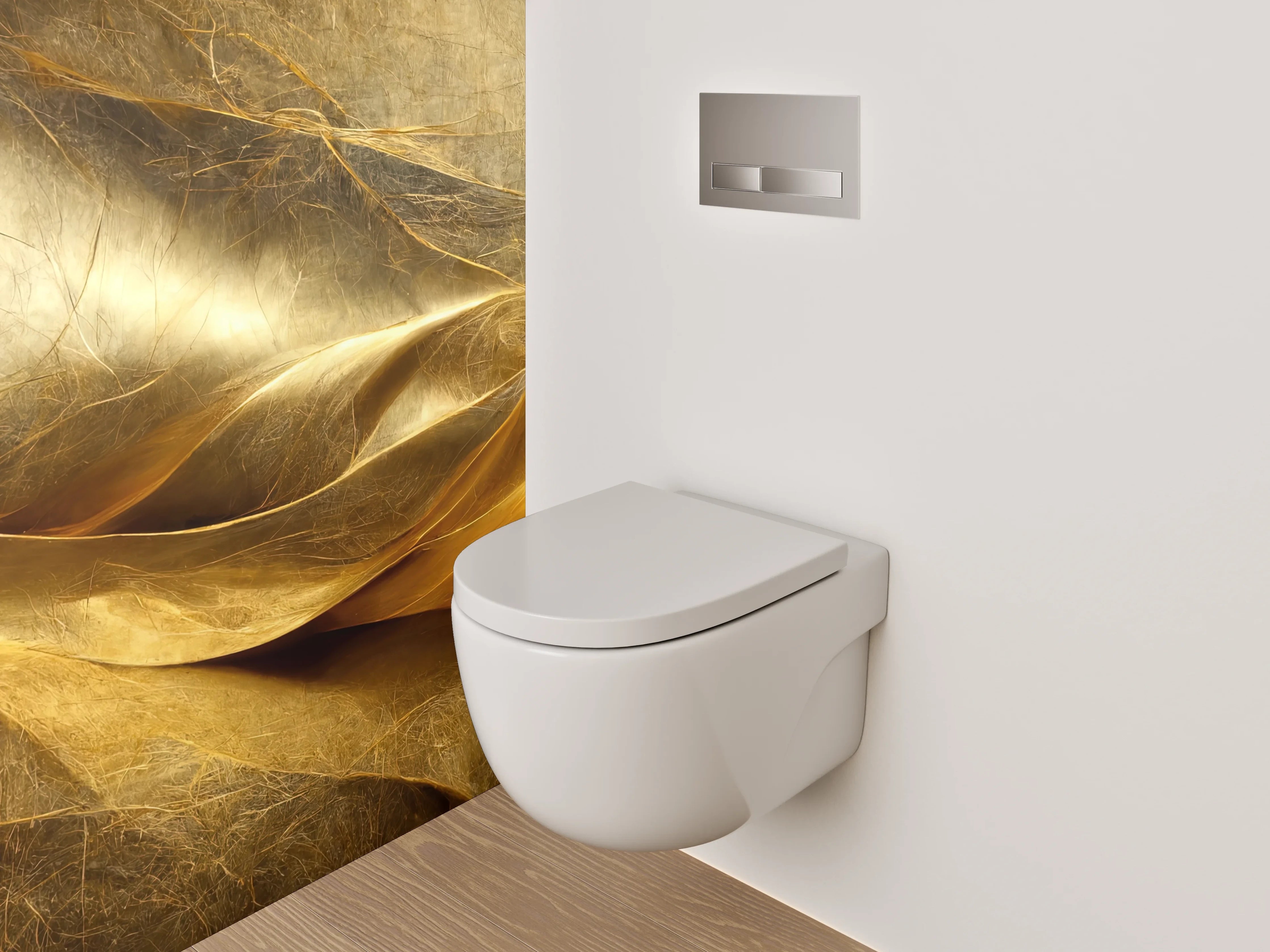 WC-Rückwand - Abstrakte goldene Eleganz