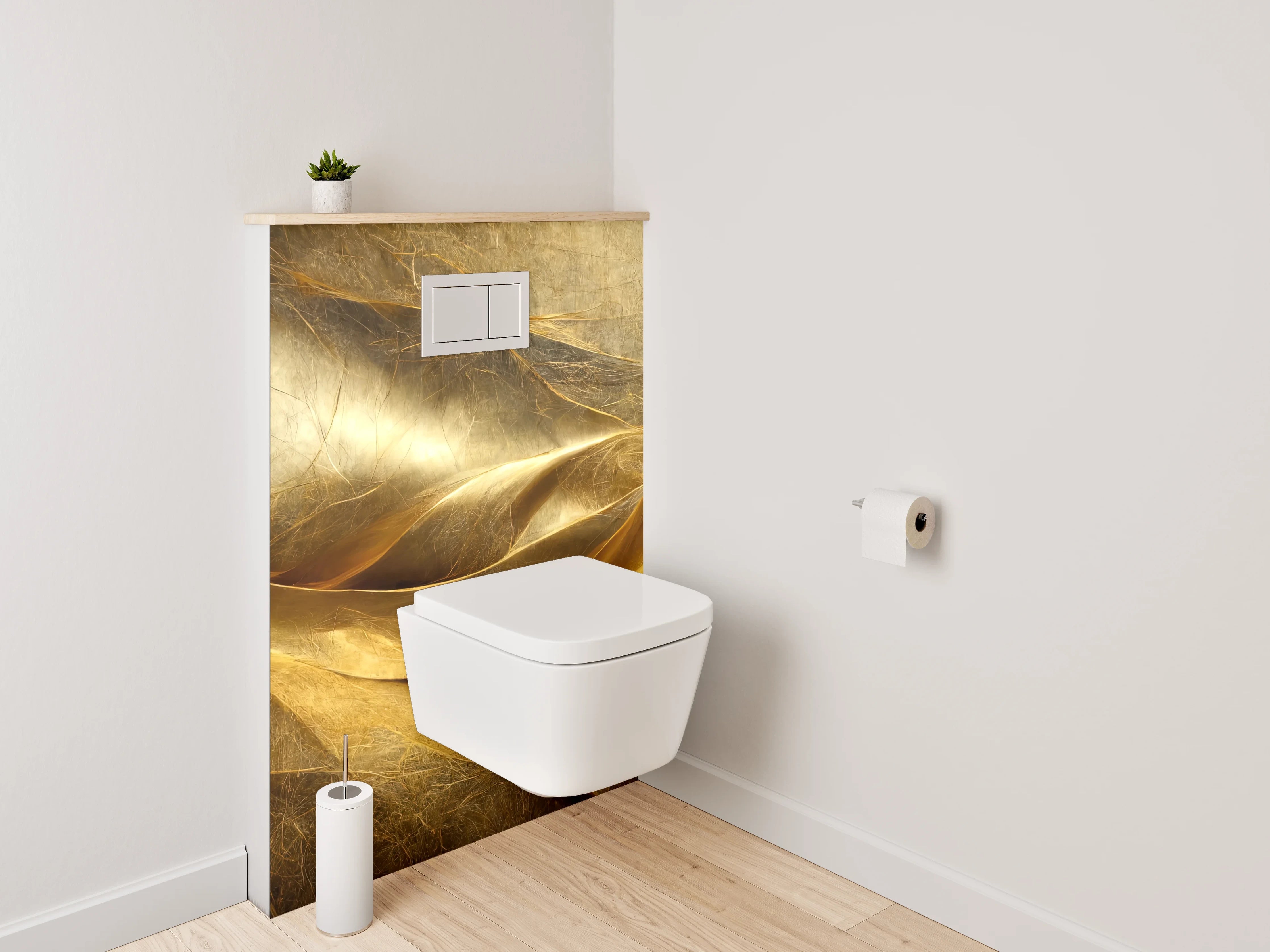 WC-Rückwand - Abstrakte goldene Eleganz