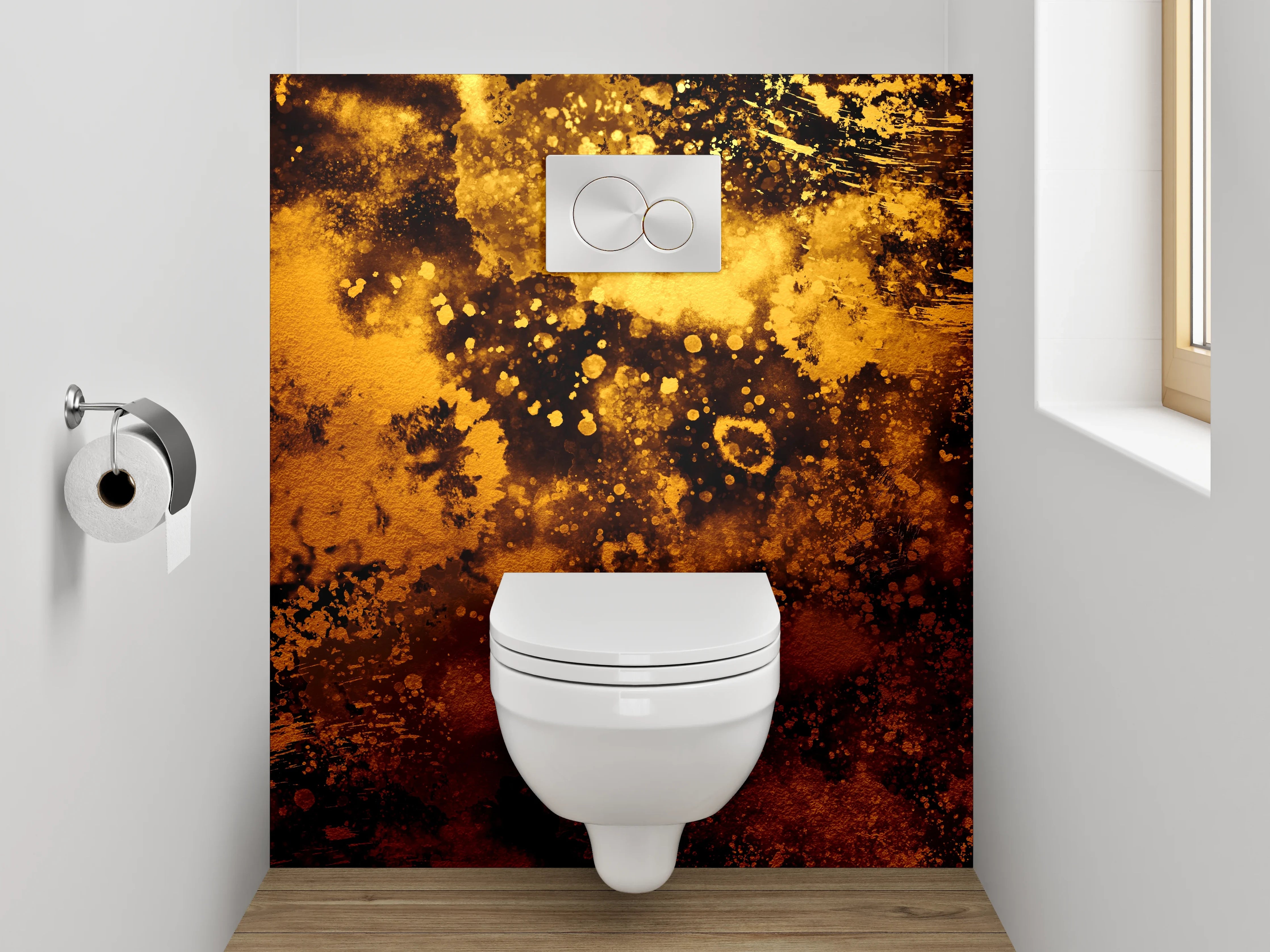 WC-Rückwand - Abstrakte goldene Explosion Kunstmotiv