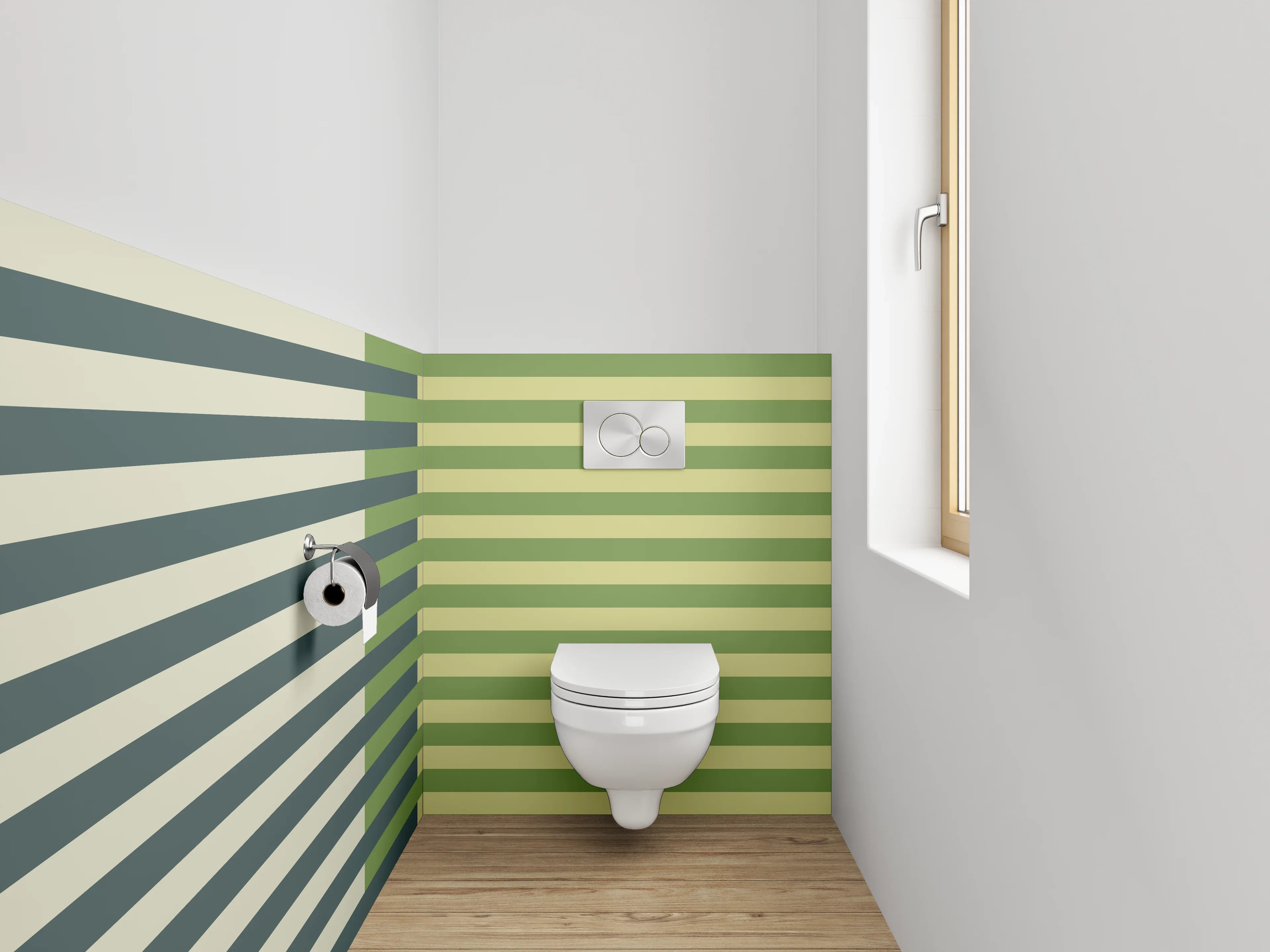 WC-Rückwand - Abstrakte grün-beige Streifenmuster Kunst