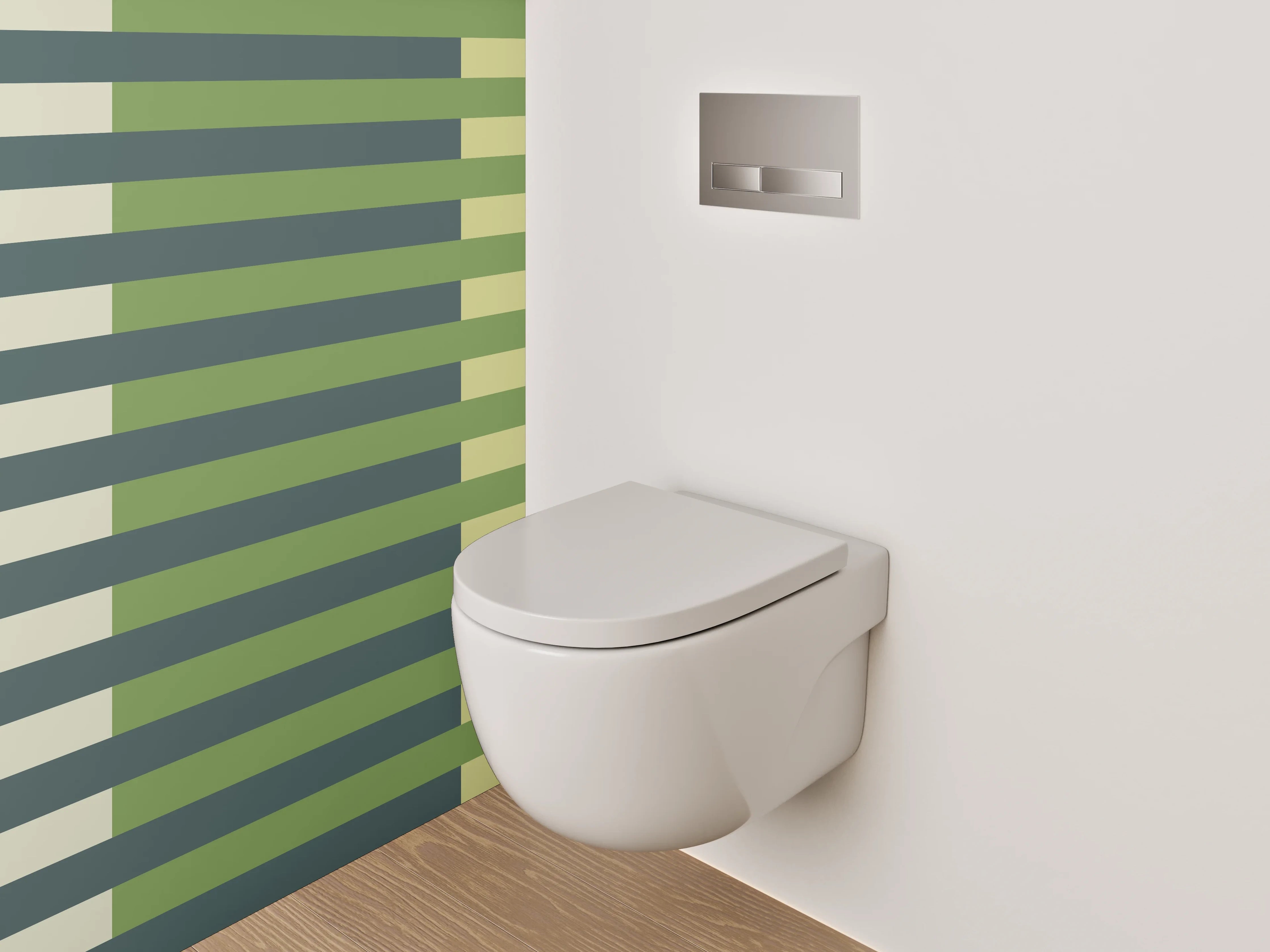 WC-Rückwand - Abstrakte grün-beige Streifenmuster Kunst