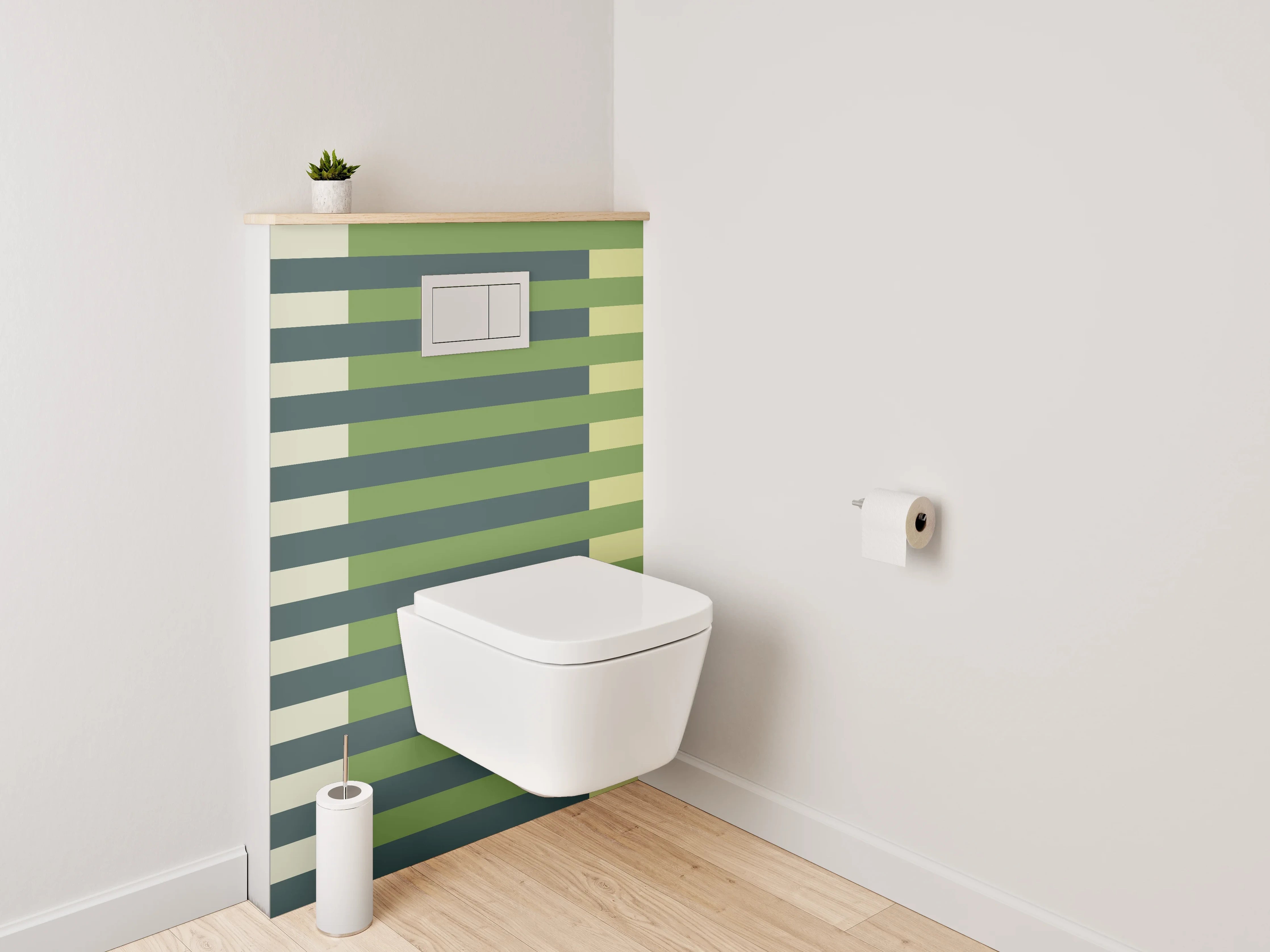 WC-Rückwand - Abstrakte grün-beige Streifenmuster Kunst