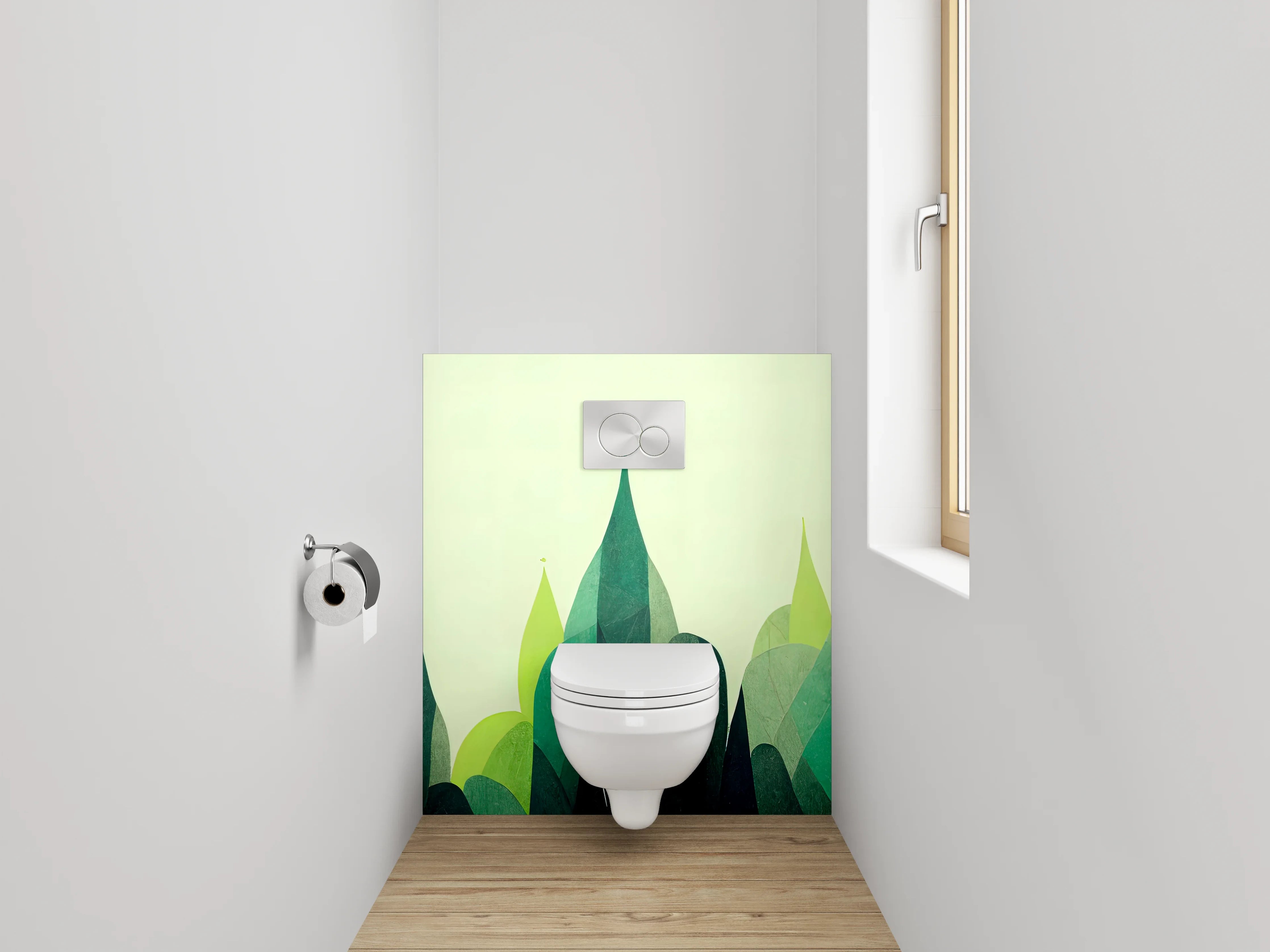 WC-Rückwand - Abstrakte grüne Waldlandschaft