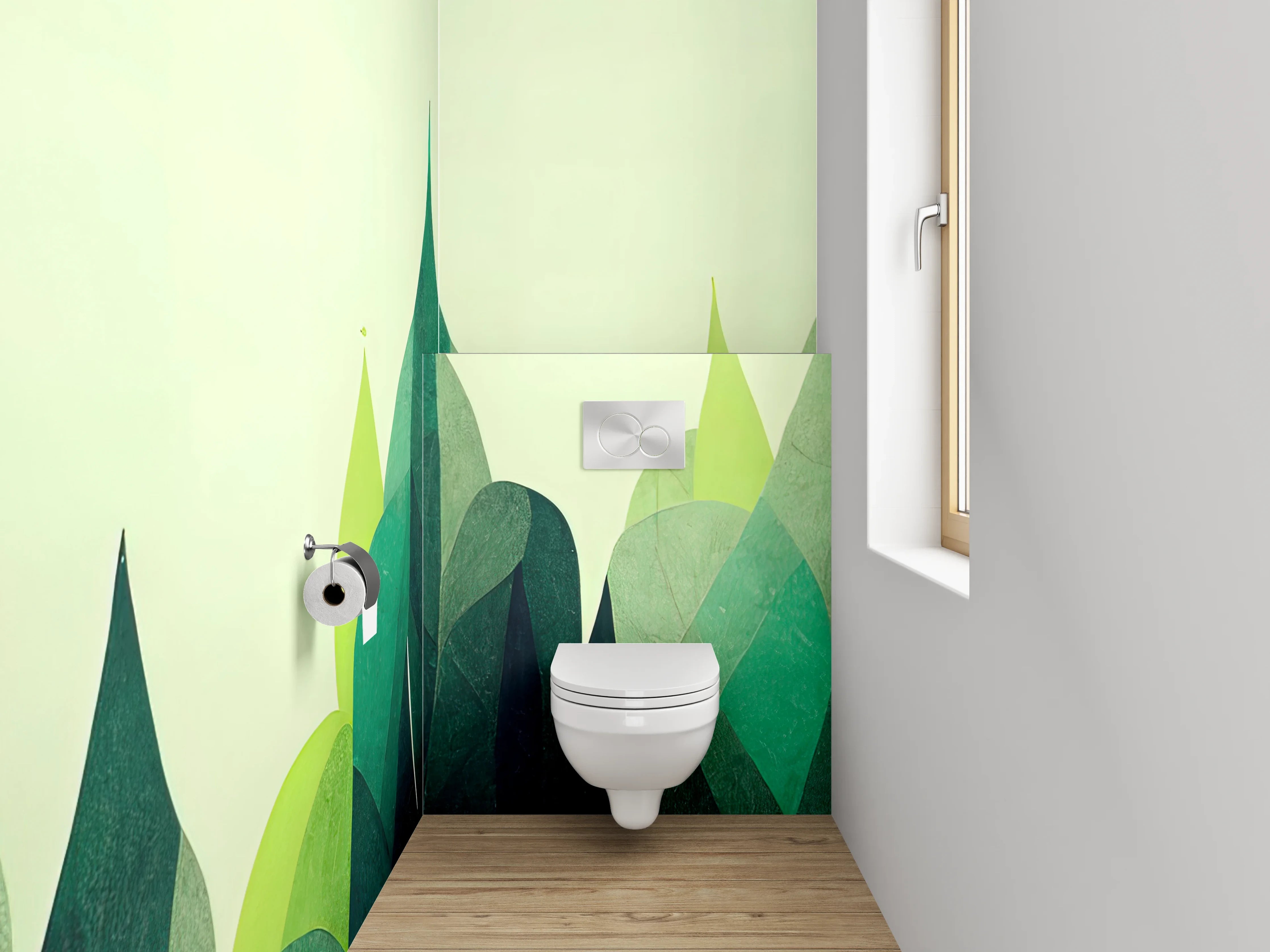 WC-Rückwand - Abstrakte grüne Waldlandschaft