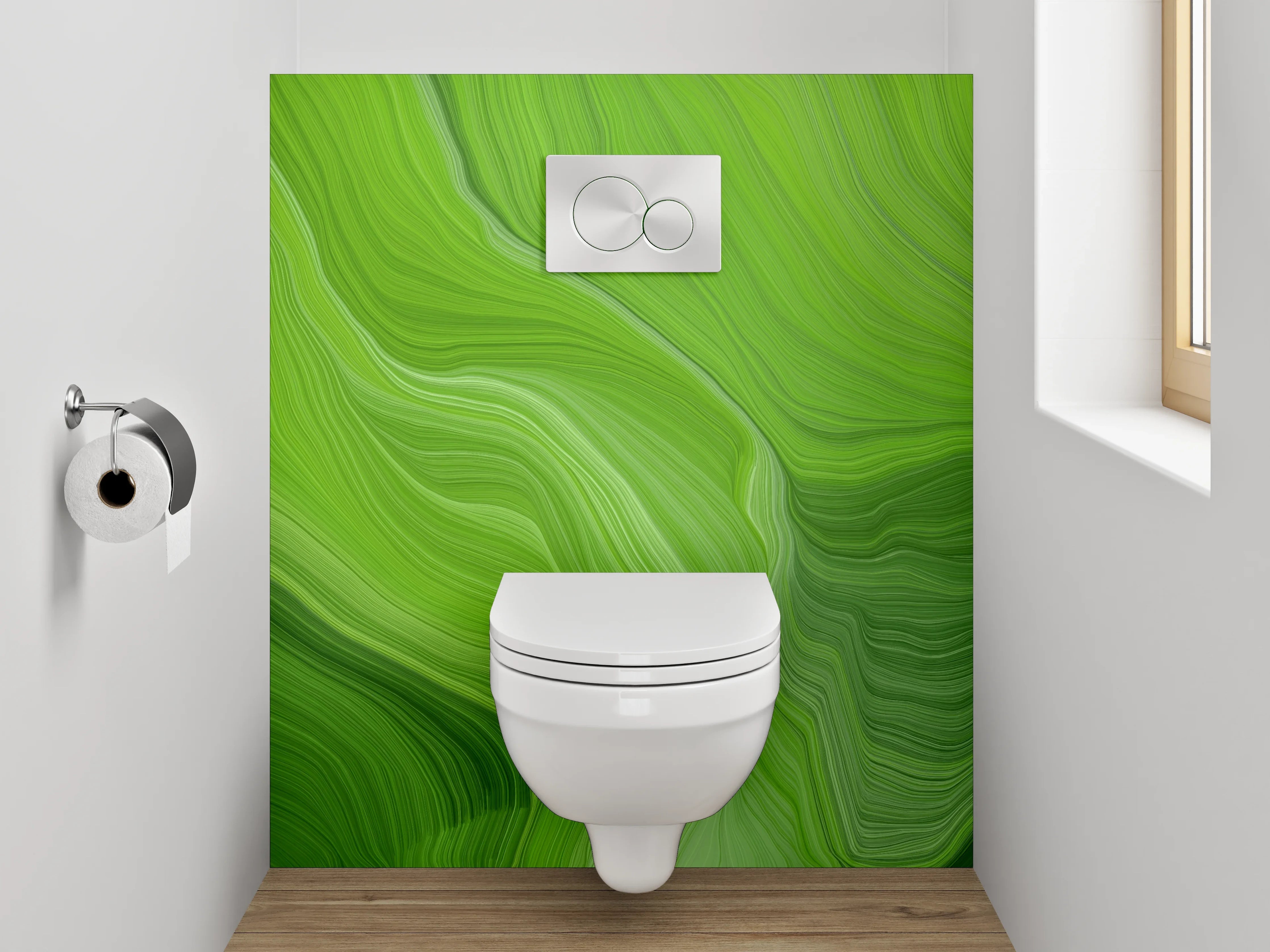WC-Rückwand - Abstrakte grüne Wellenstruktur