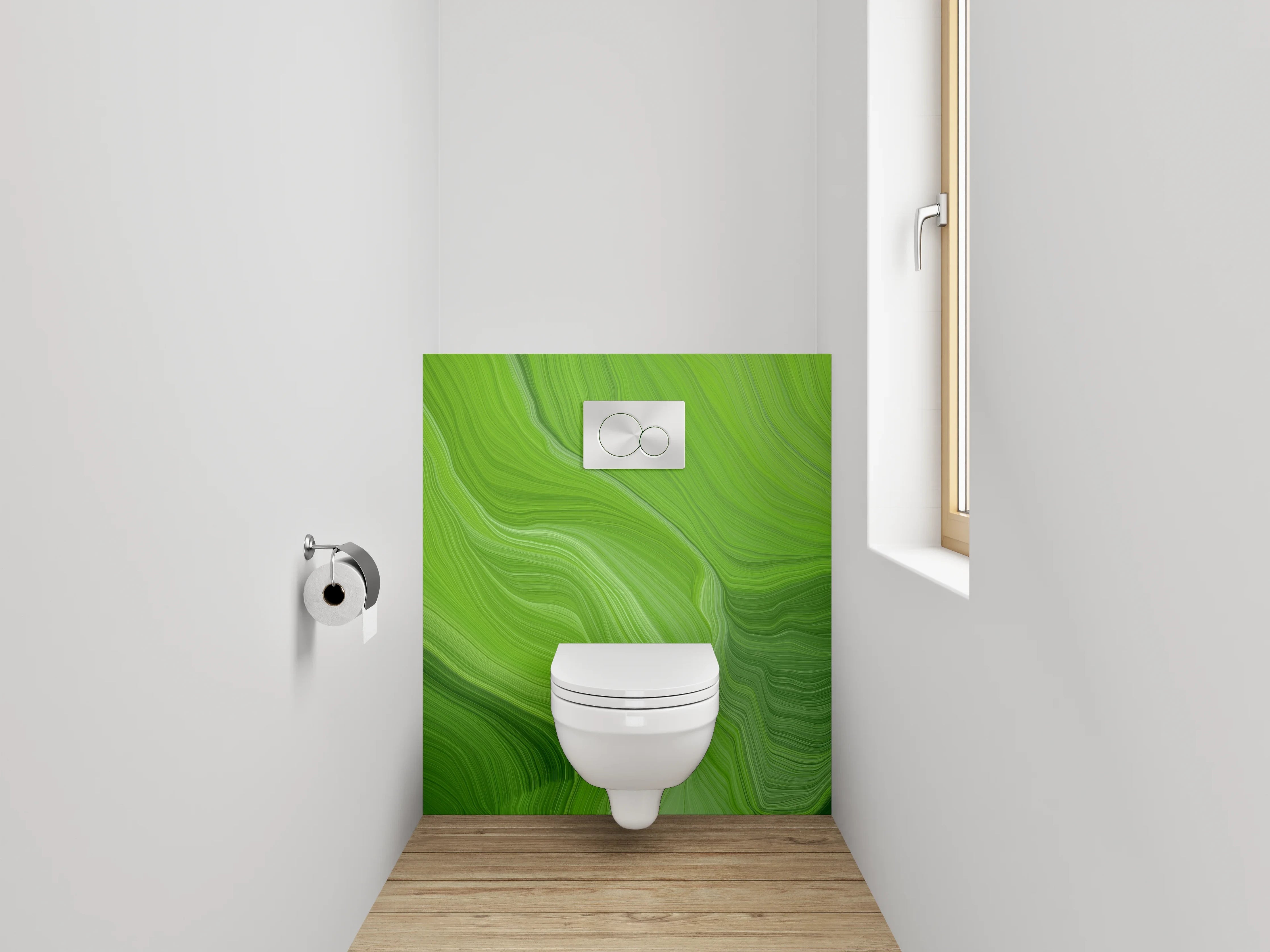 WC-Rückwand - Abstrakte grüne Wellenstruktur
