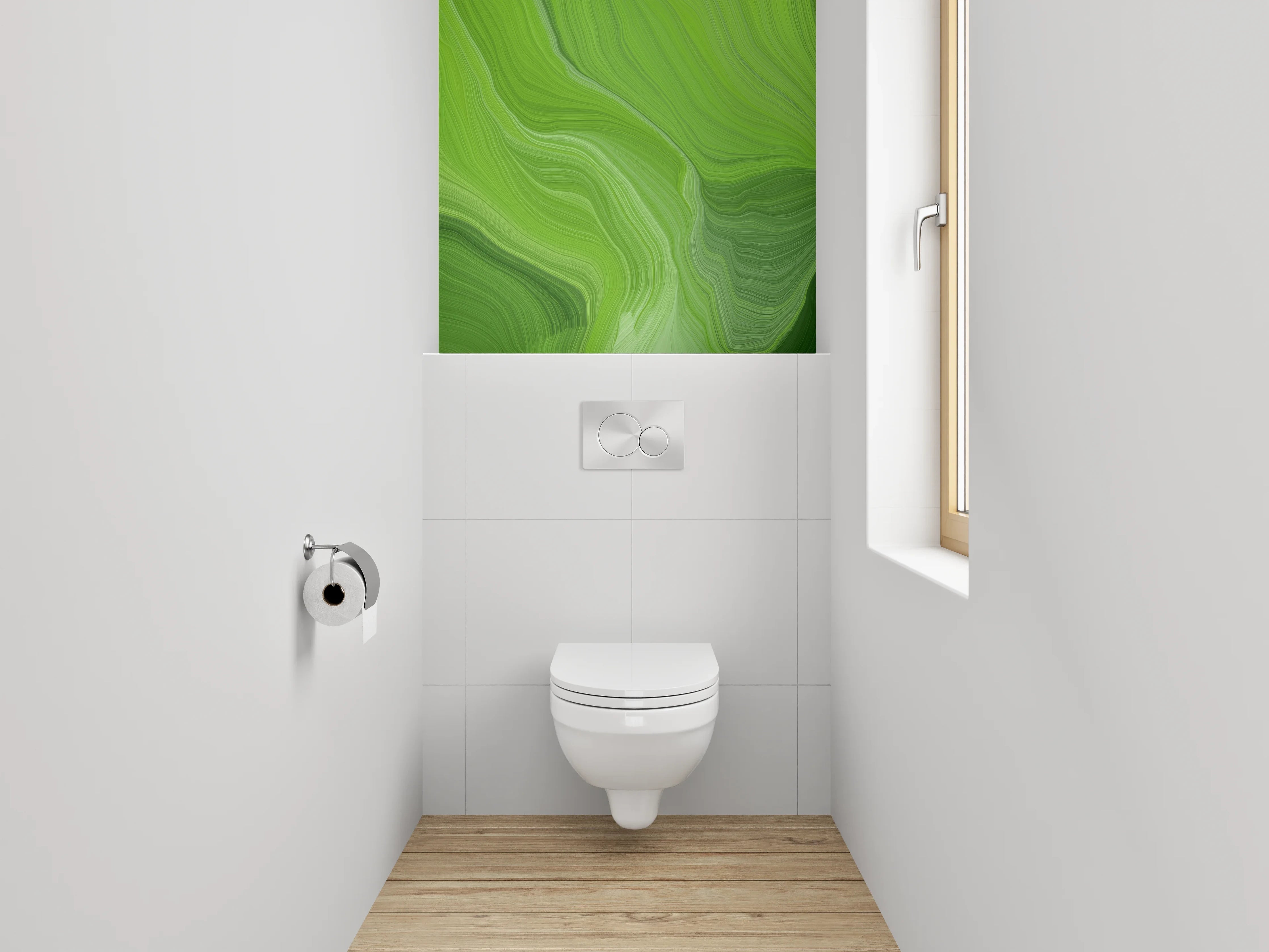 WC-Rückwand - Abstrakte grüne Wellenstruktur