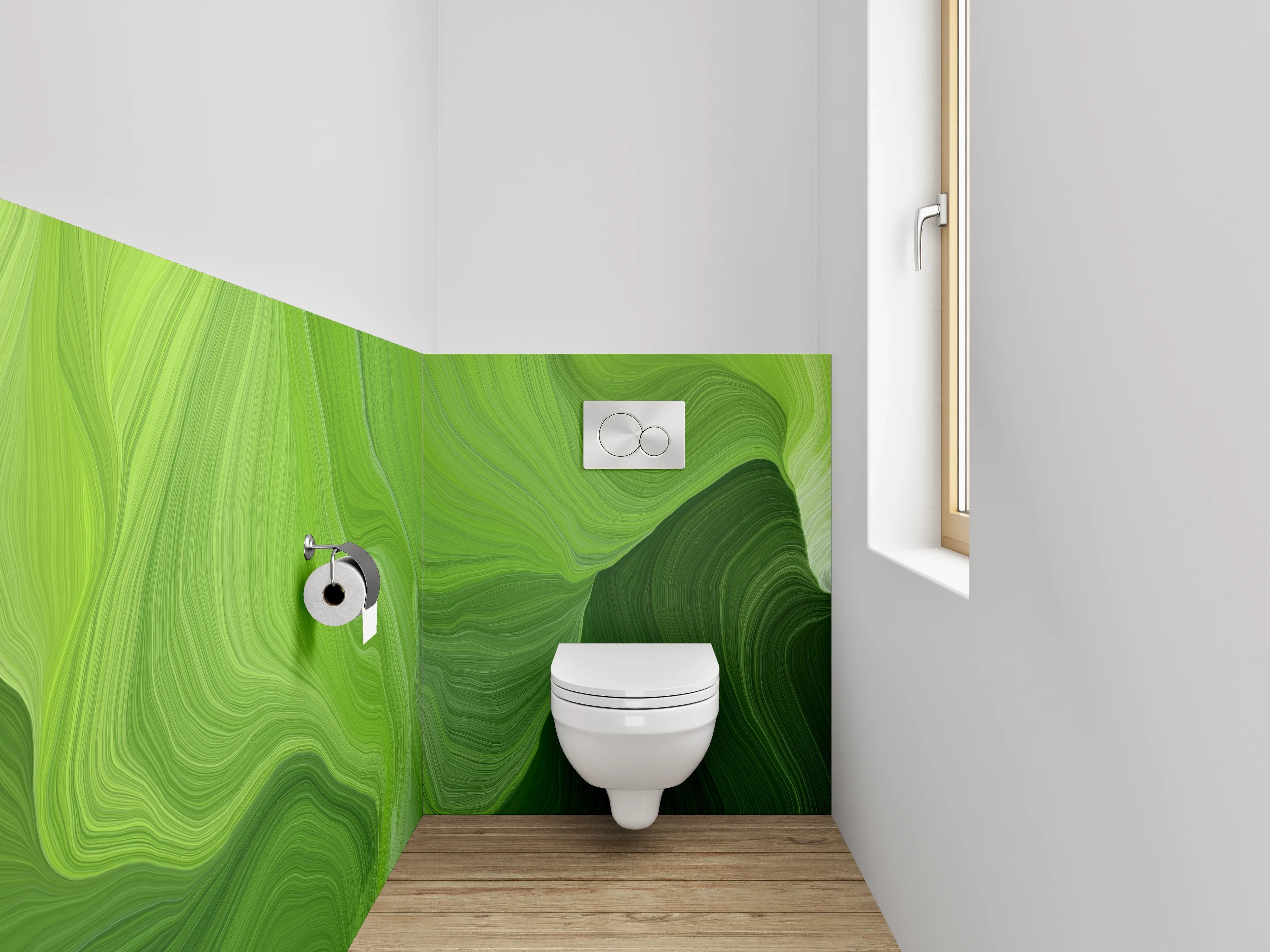 WC-Rückwand - Abstrakte grüne Wellenstruktur