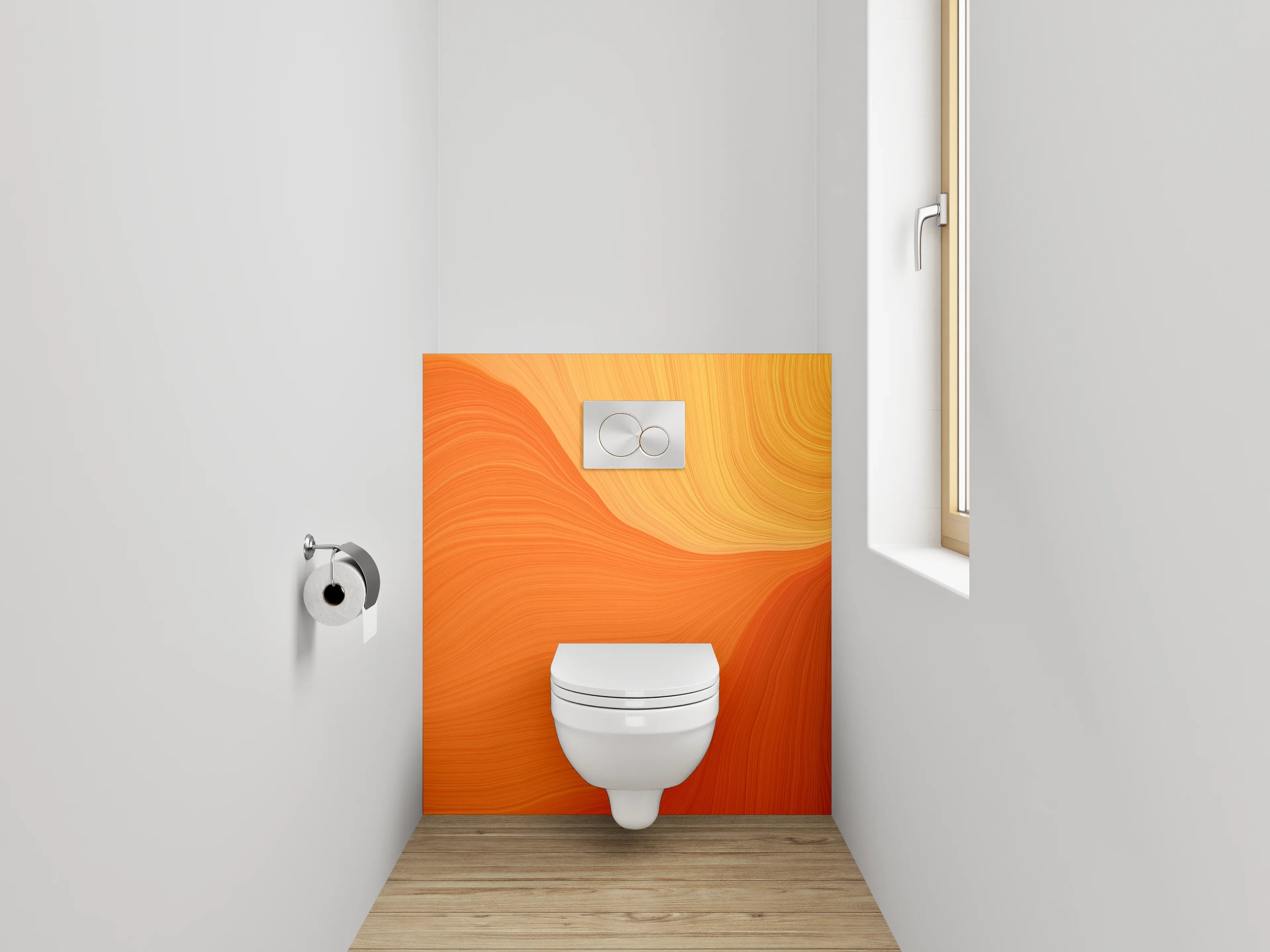 WC-Rückwand - Abstrakte orange Wellen Struktur