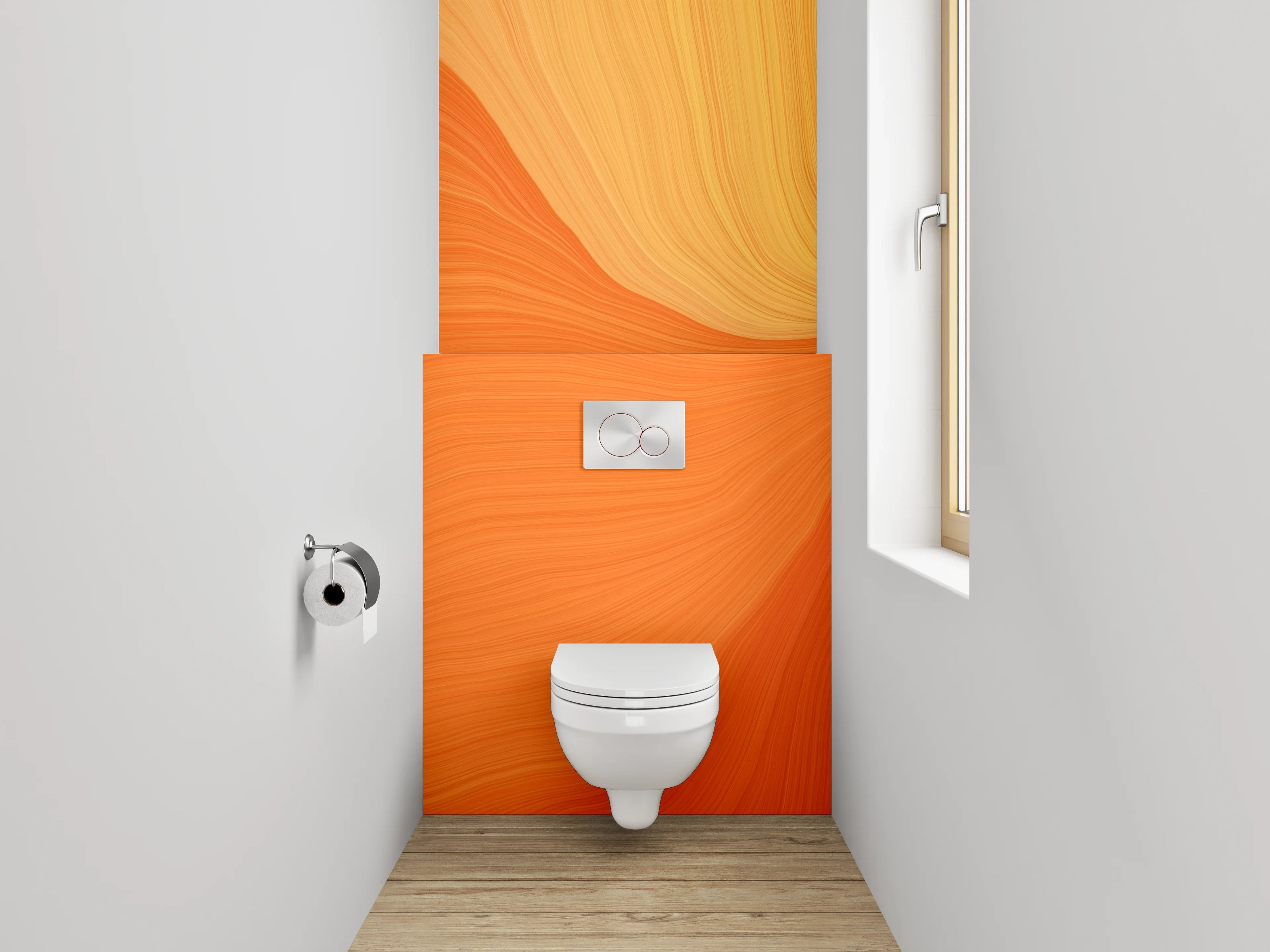 WC-Rückwand - Abstrakte orange Wellen Struktur