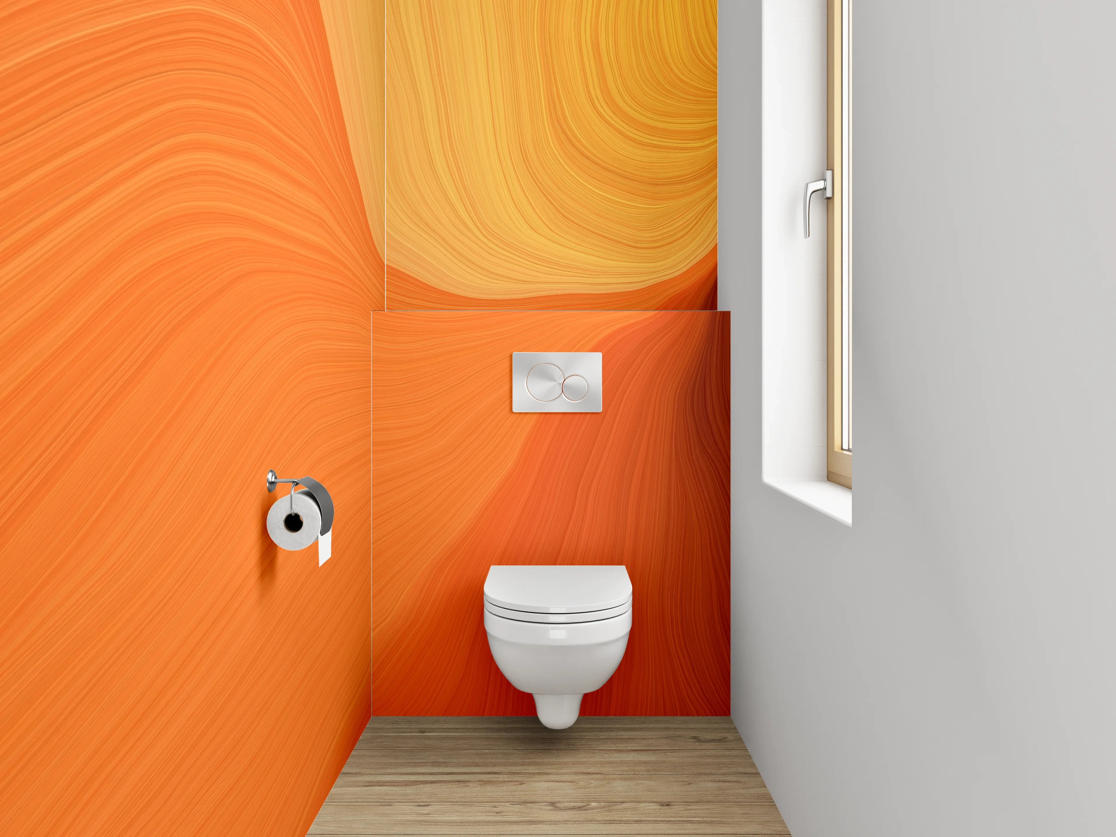 WC-Rückwand - Abstrakte orange Wellen Struktur