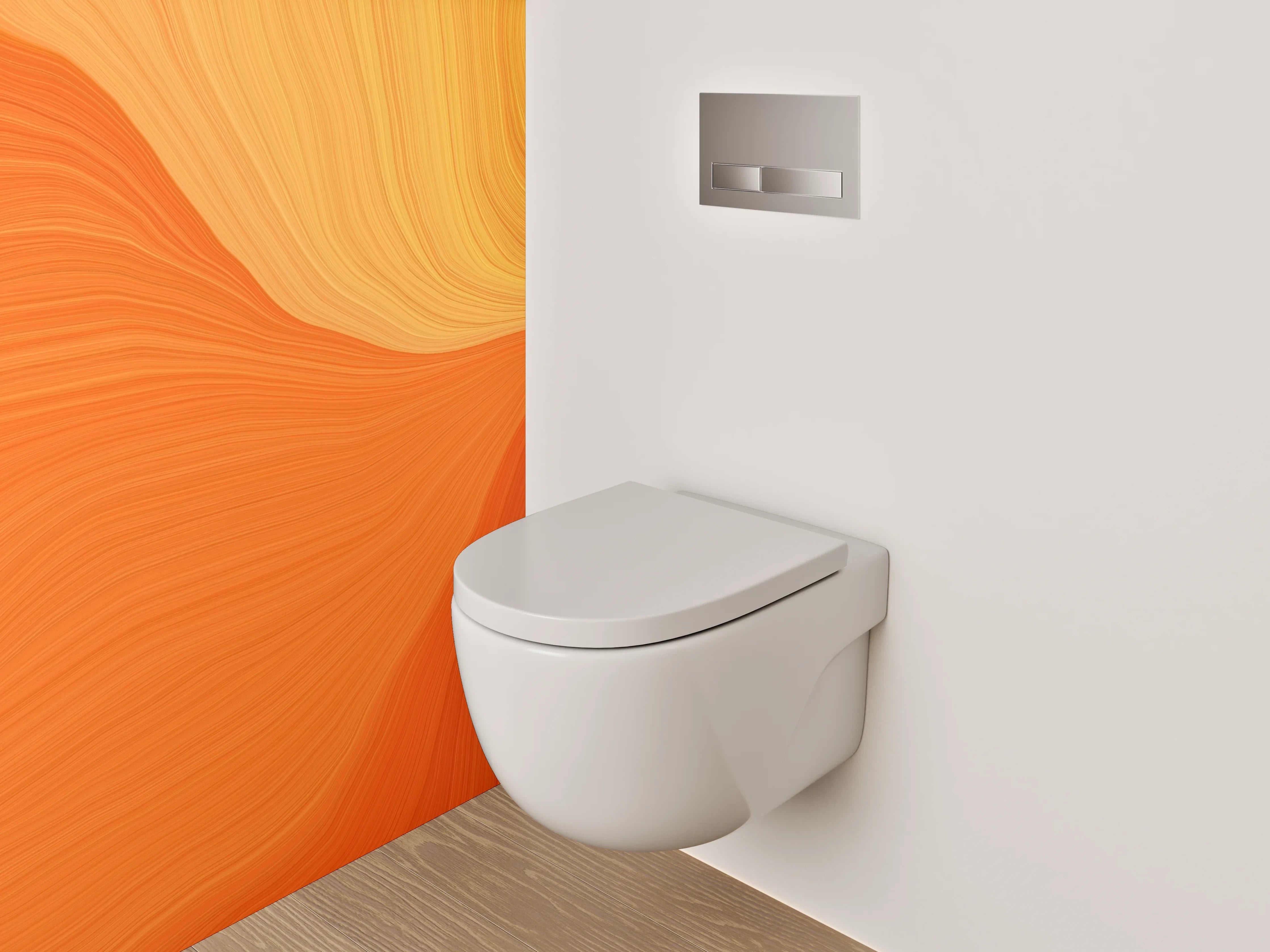WC-Rückwand - Abstrakte orange Wellen Struktur