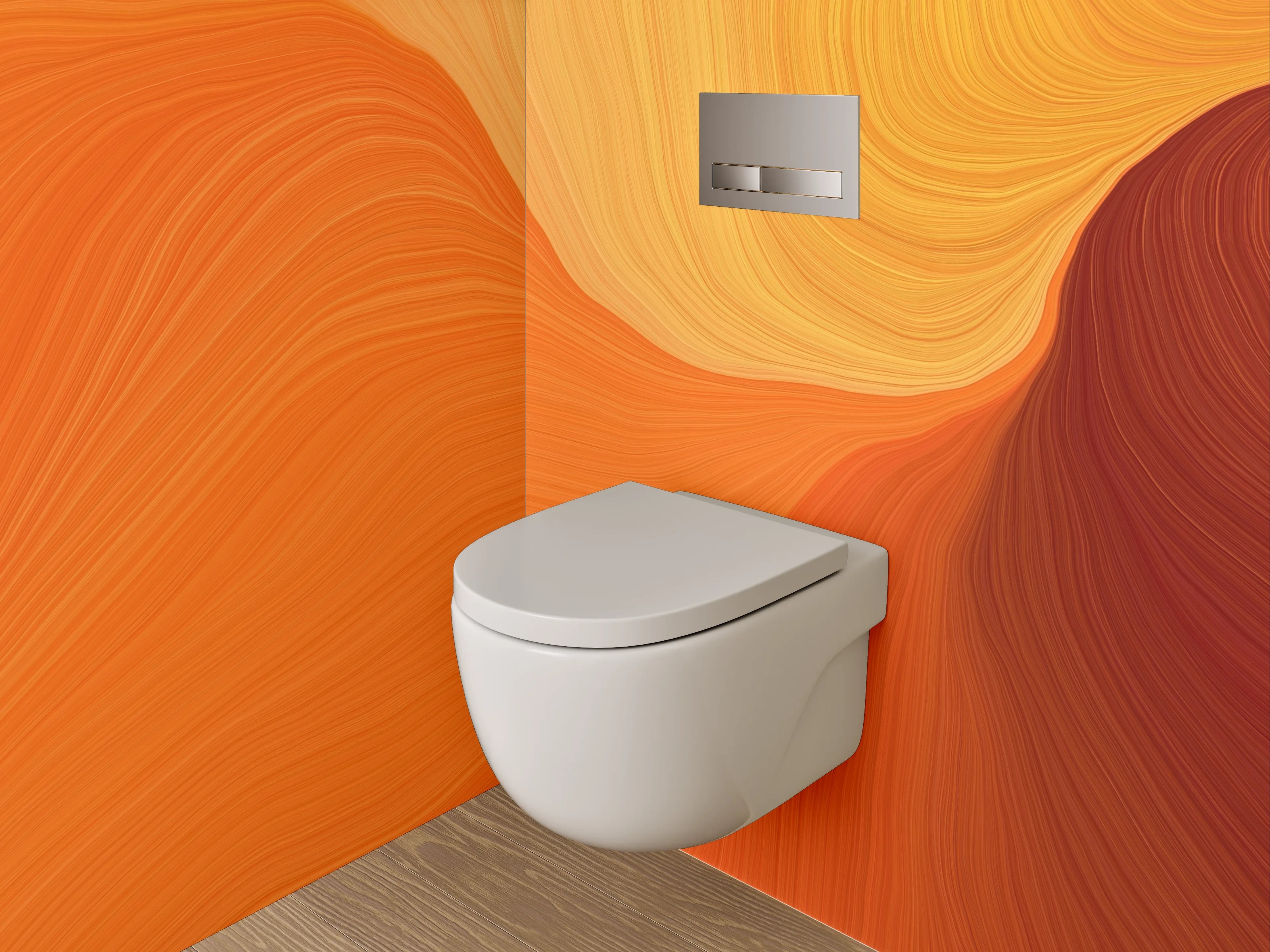 WC-Rückwand - Abstrakte orange Wellen Struktur