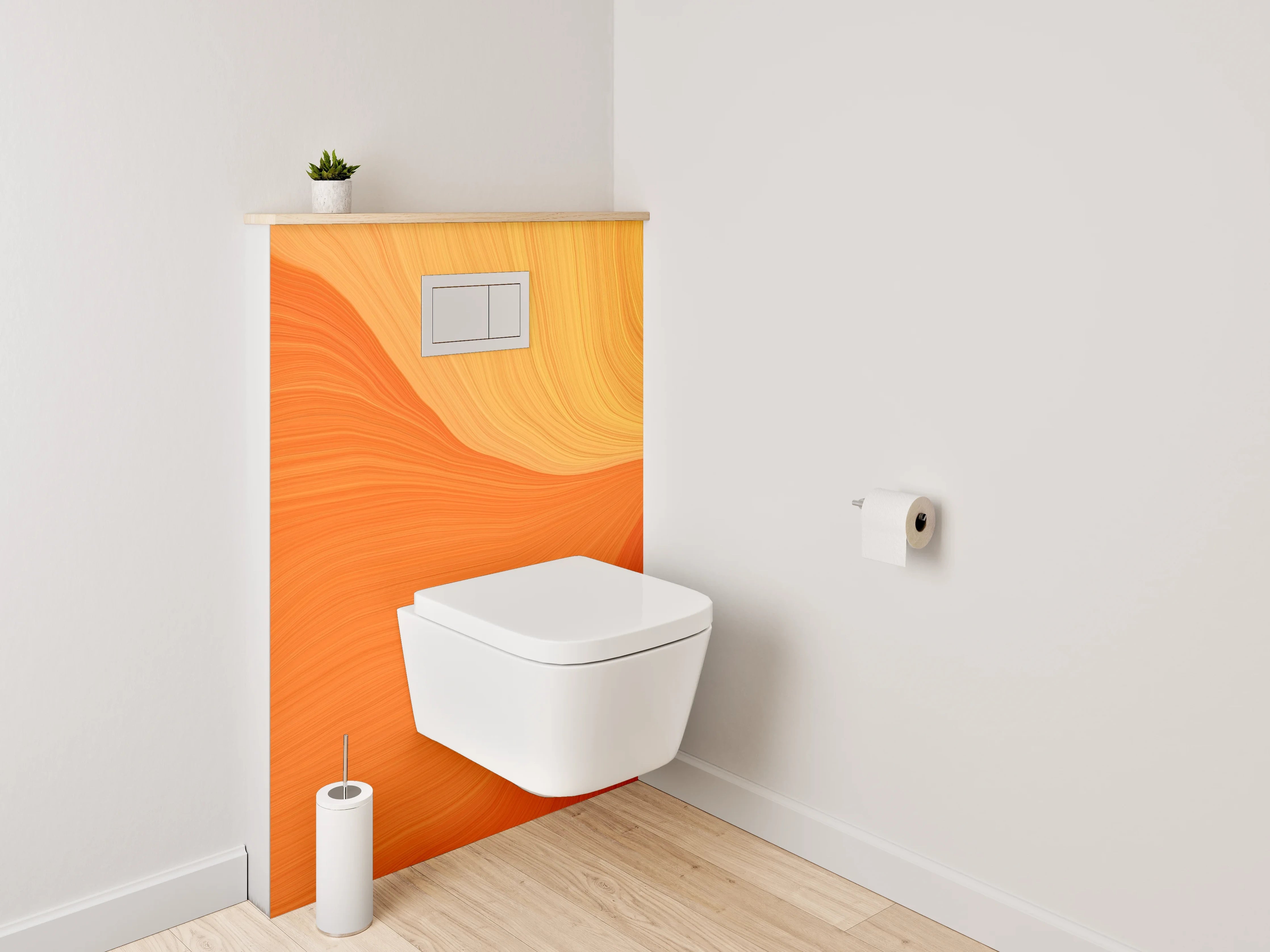 WC-Rückwand - Abstrakte orange Wellen Struktur