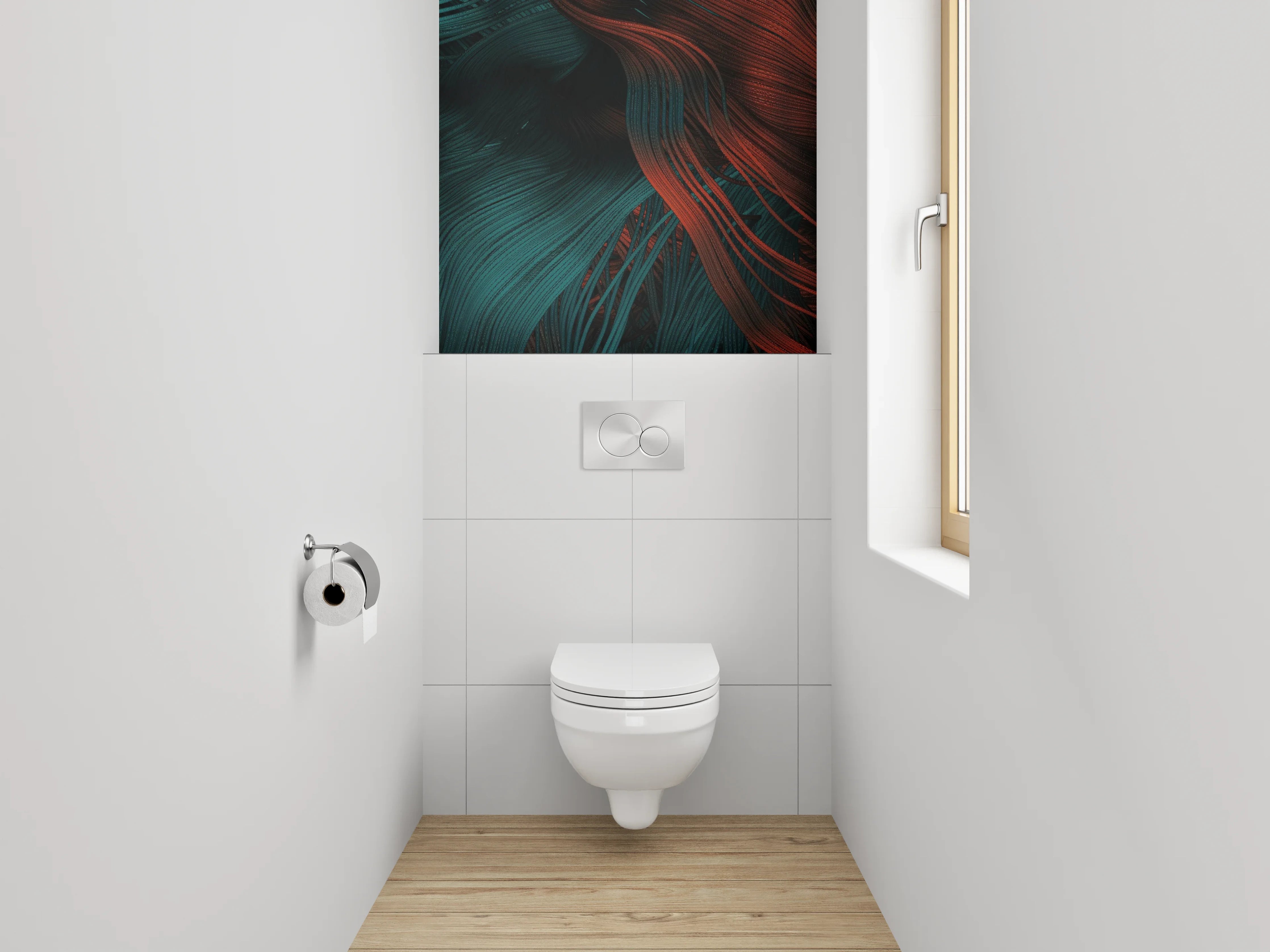 WC-Rückwand - Abstrakte rot-blaue Struktur