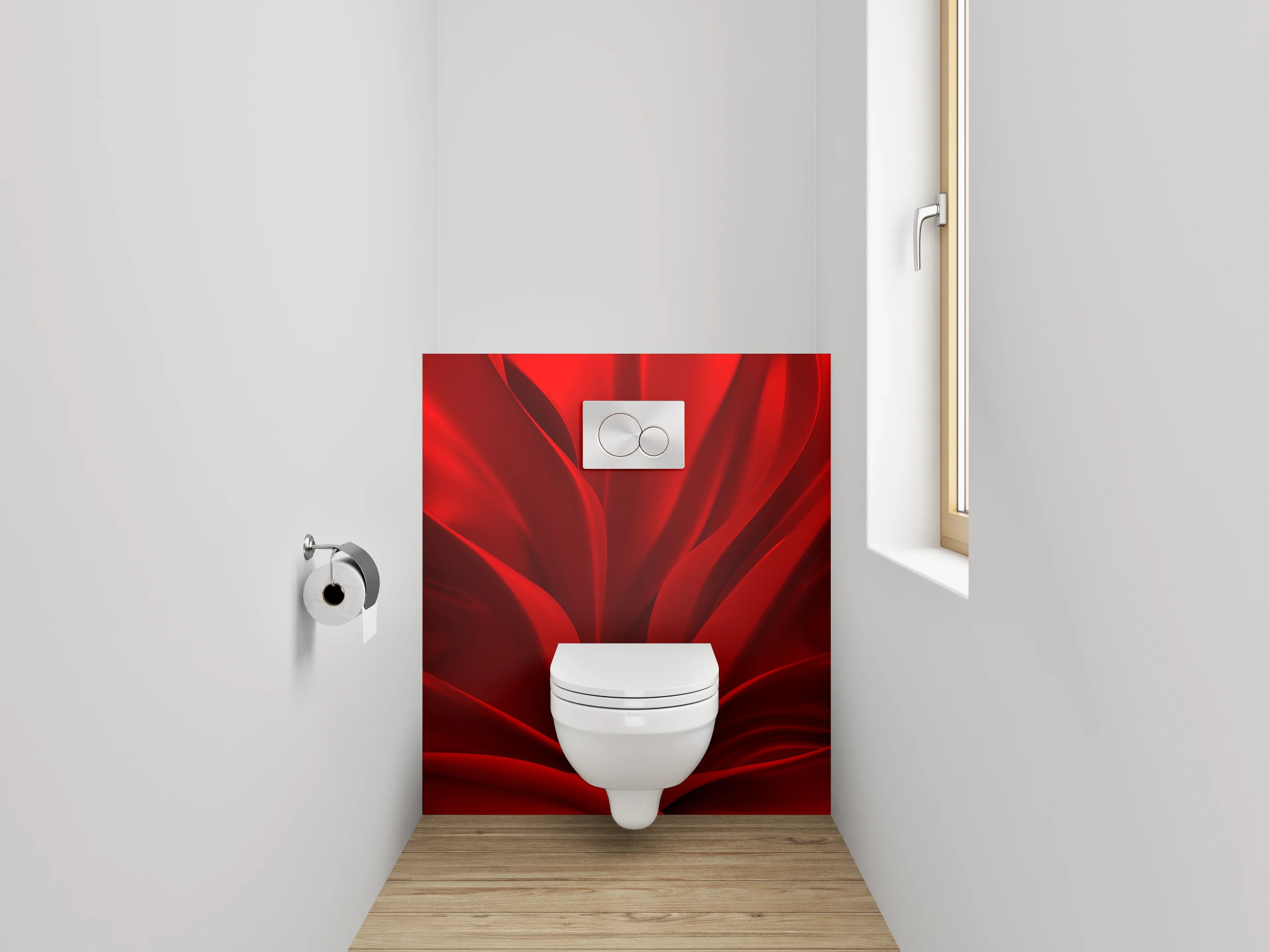 WC-Rückwand - Abstrakte rote Stofffalten