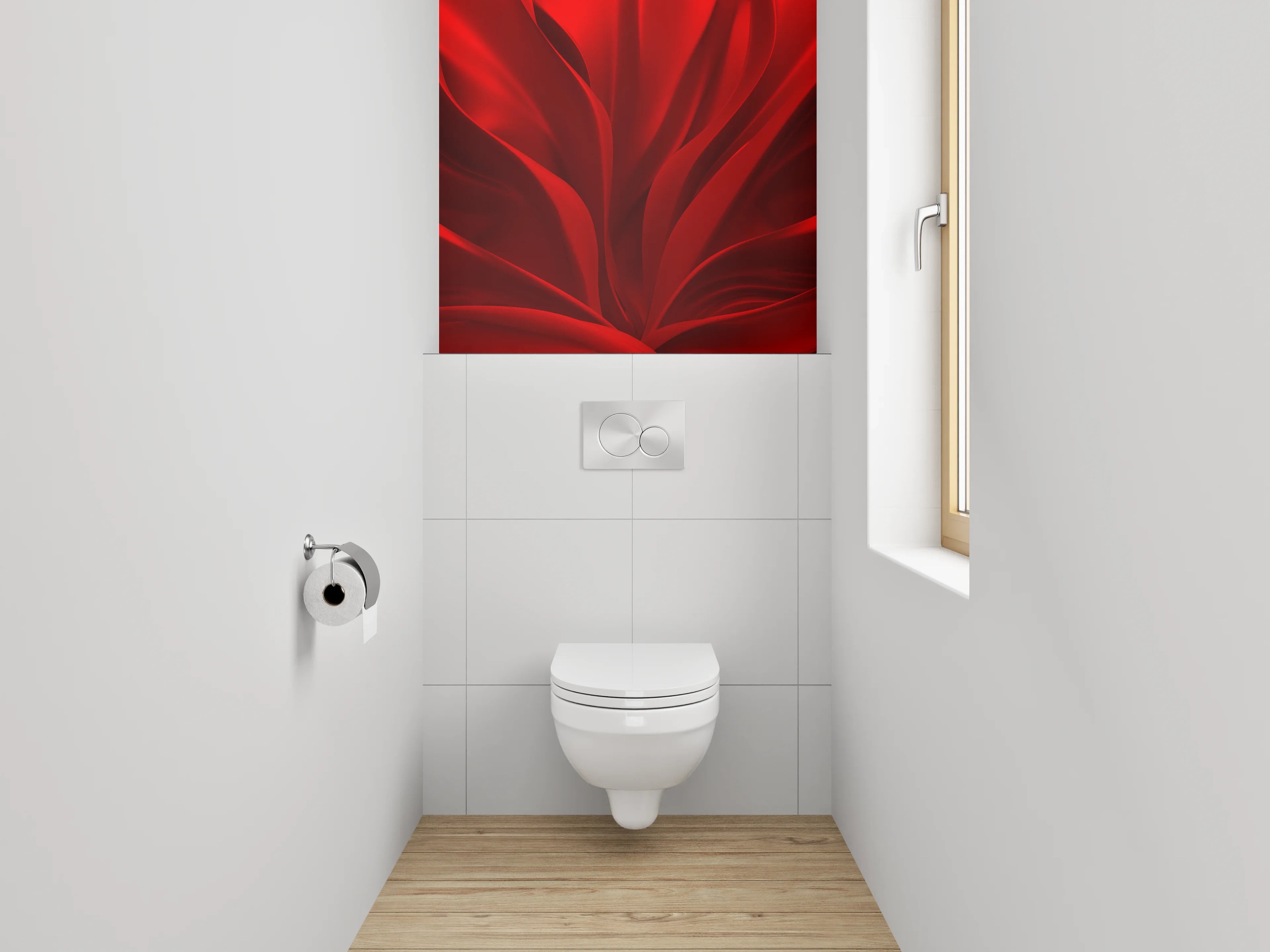 WC-Rückwand - Abstrakte rote Stofffalten