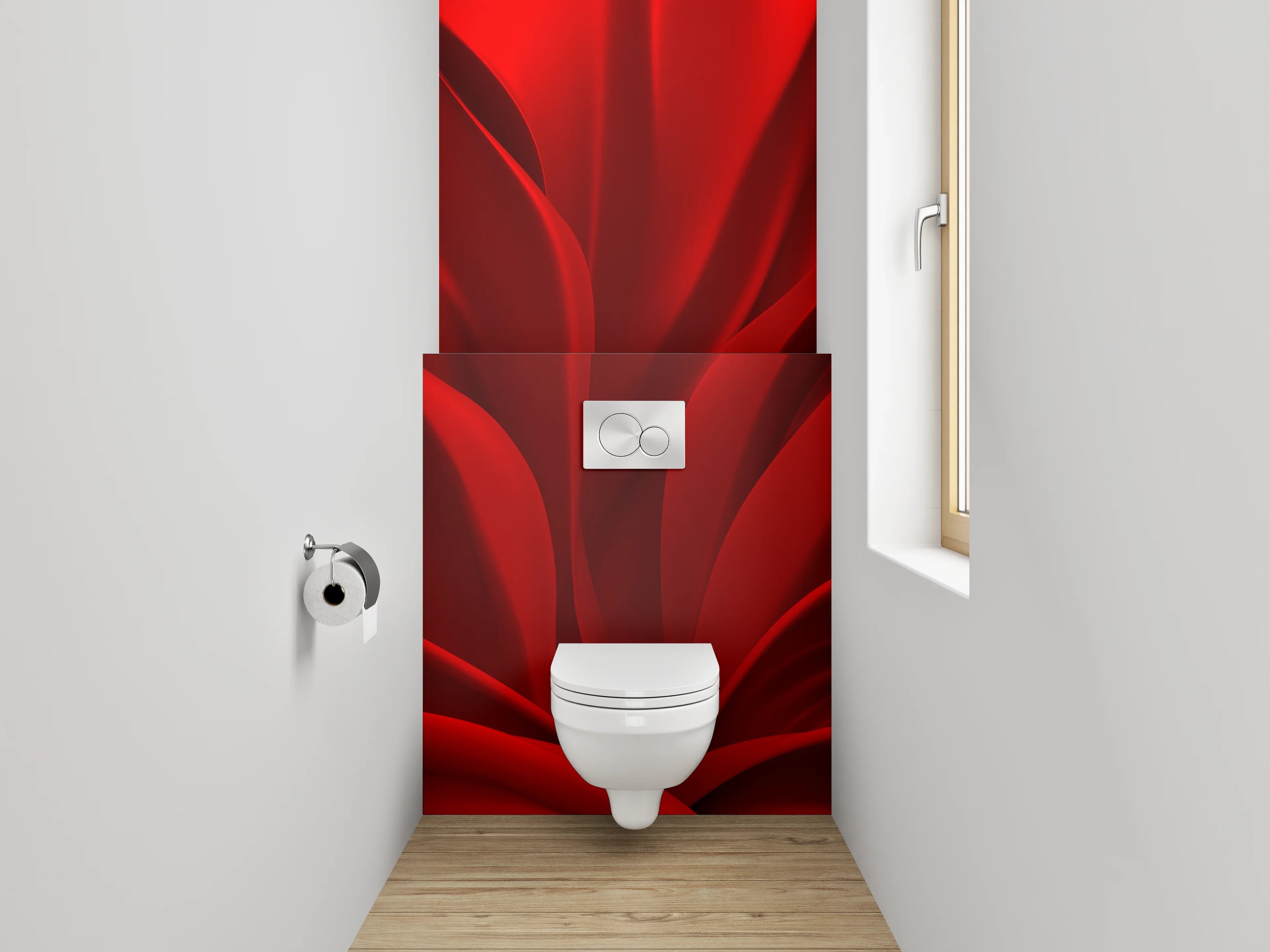 WC-Rückwand - Abstrakte rote Stofffalten