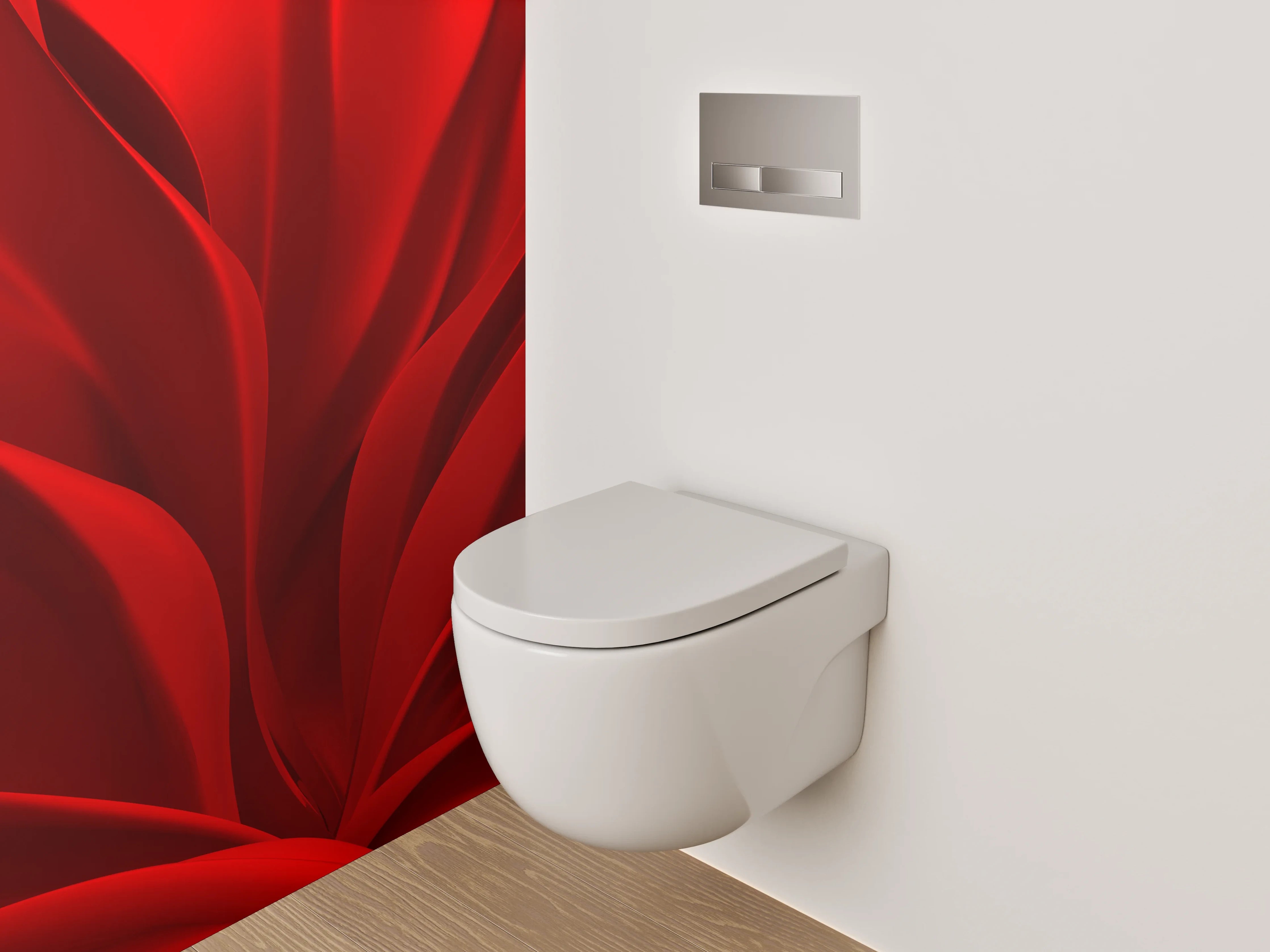 WC-Rückwand - Abstrakte rote Stofffalten