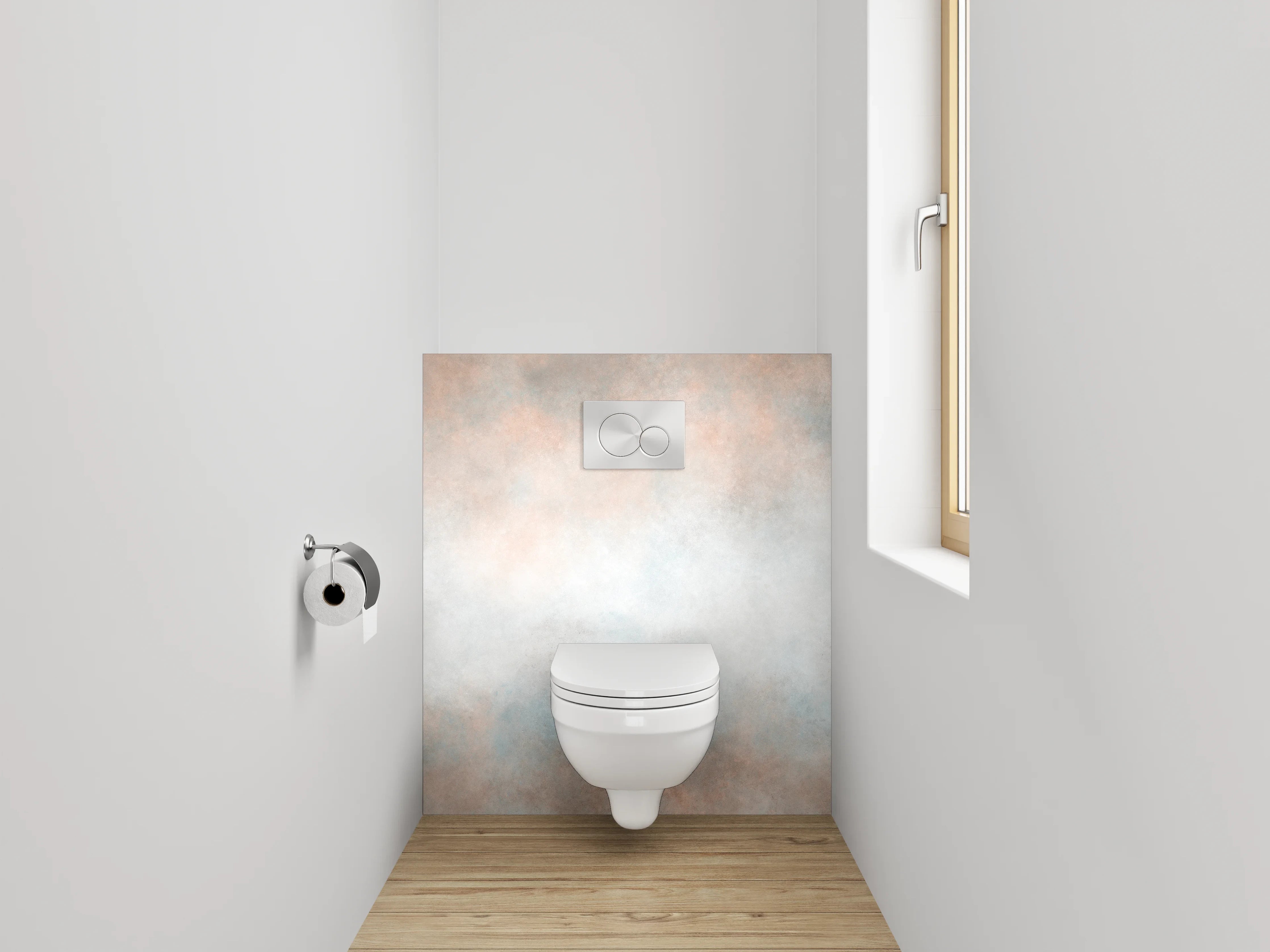 WC-Rückwand - Abstrakte sanfte Wolken Weiß Grau
