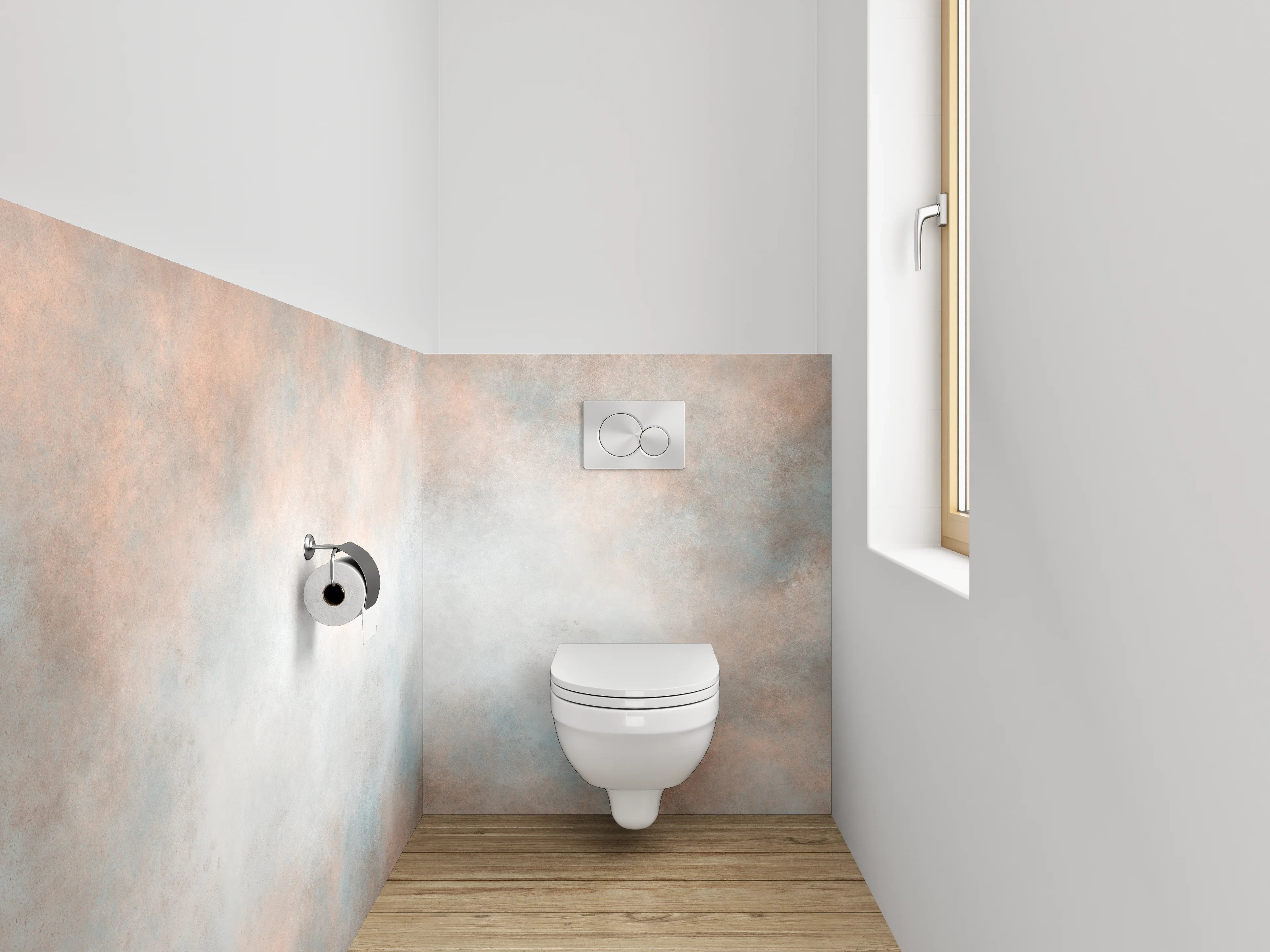 WC-Rückwand - Abstrakte sanfte Wolken Weiß Grau