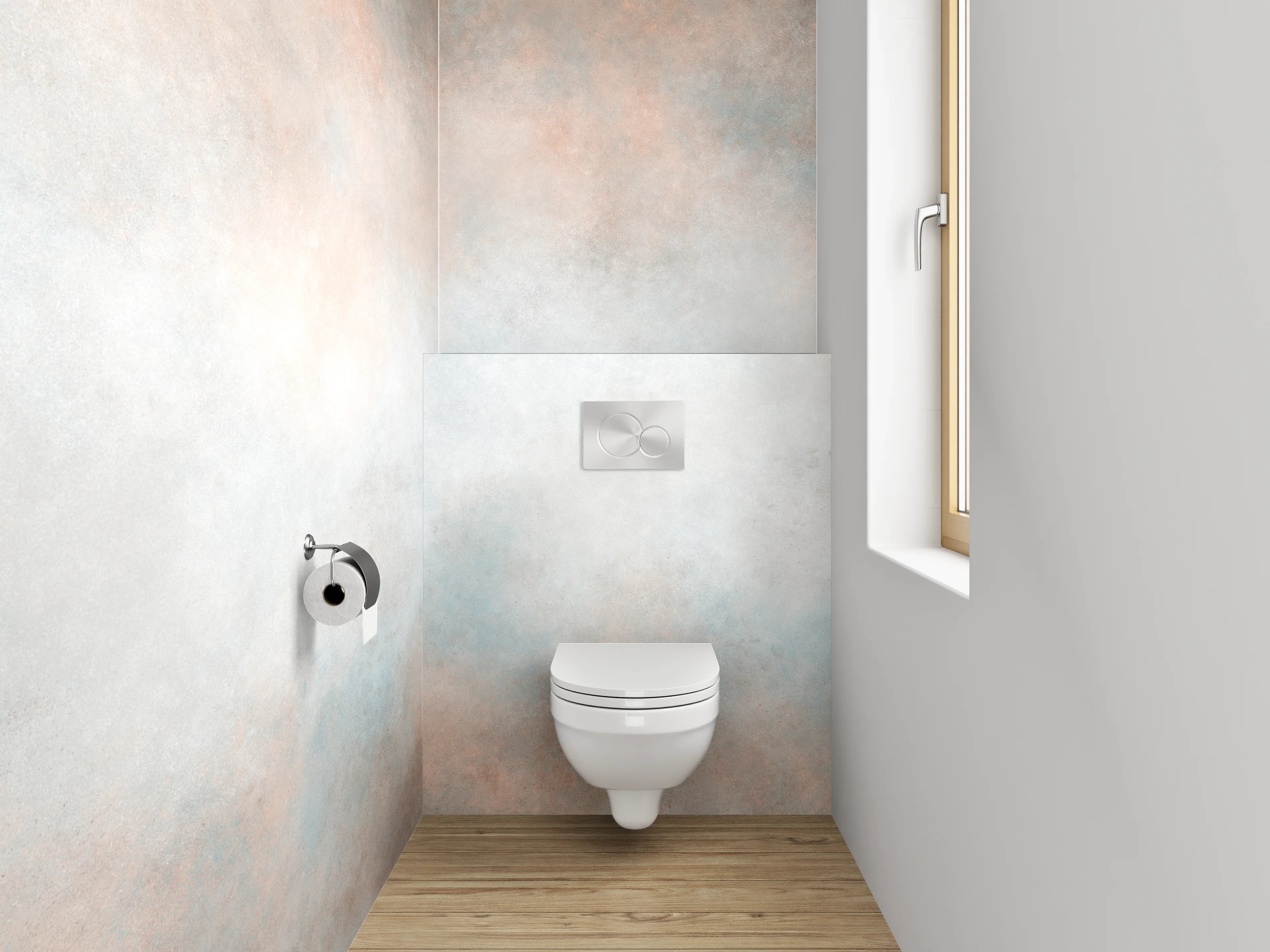 WC-Rückwand - Abstrakte sanfte Wolken Weiß Grau