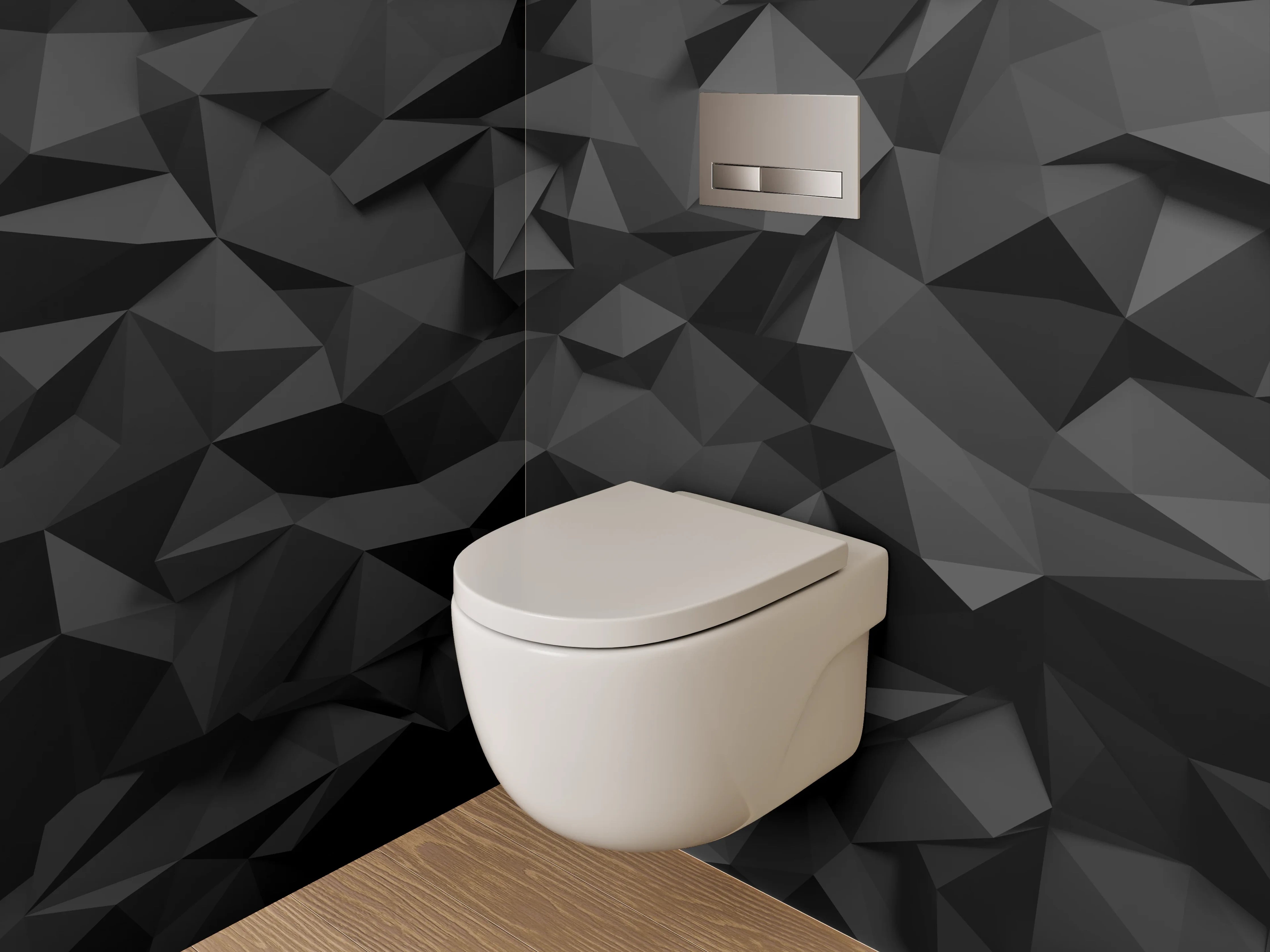 WC-Rückwand - Abstrakte schwarze 3D-Polygon-Struktur