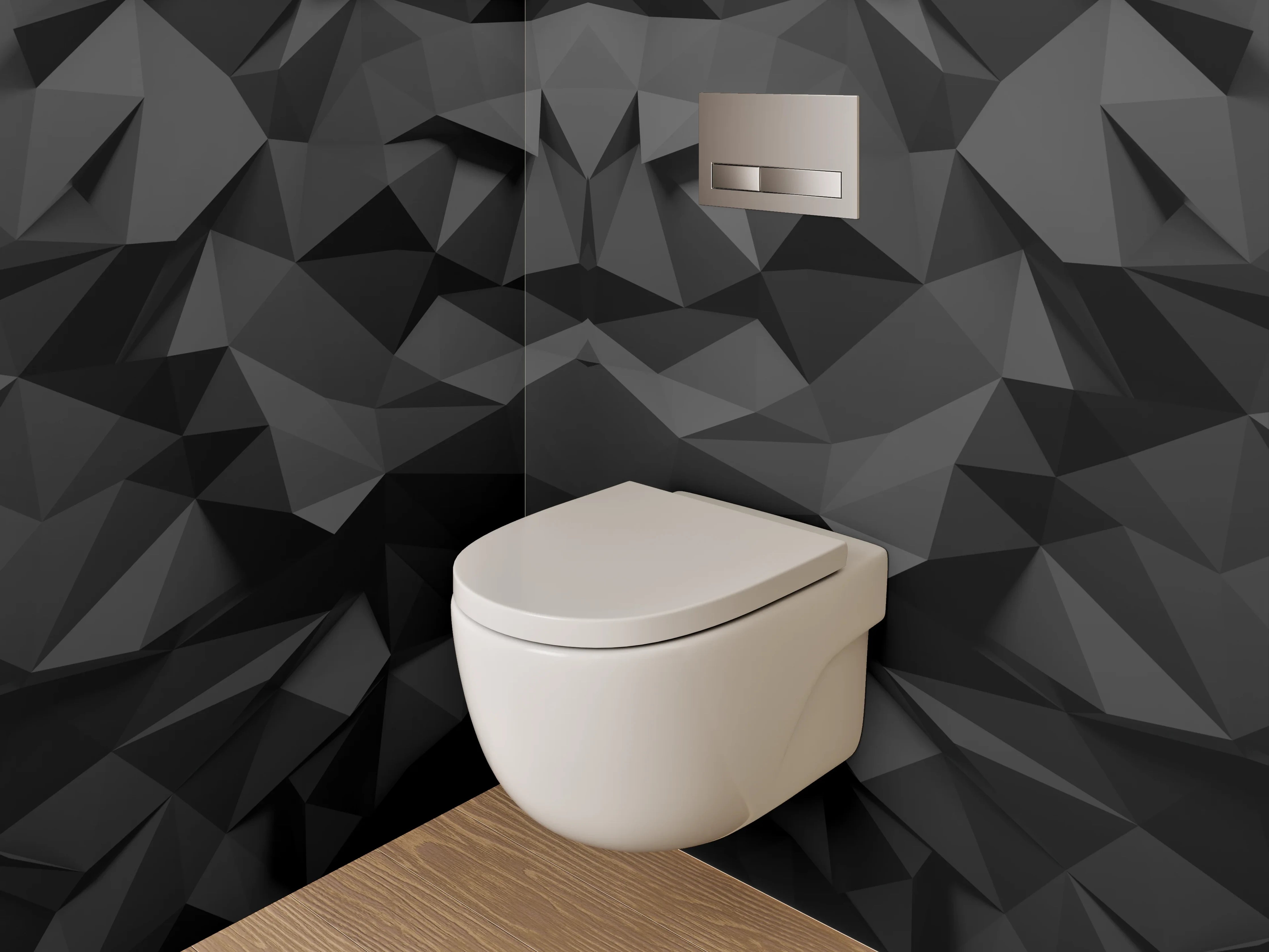 WC-Rückwand - Abstrakte schwarze 3D-Struktur Muster