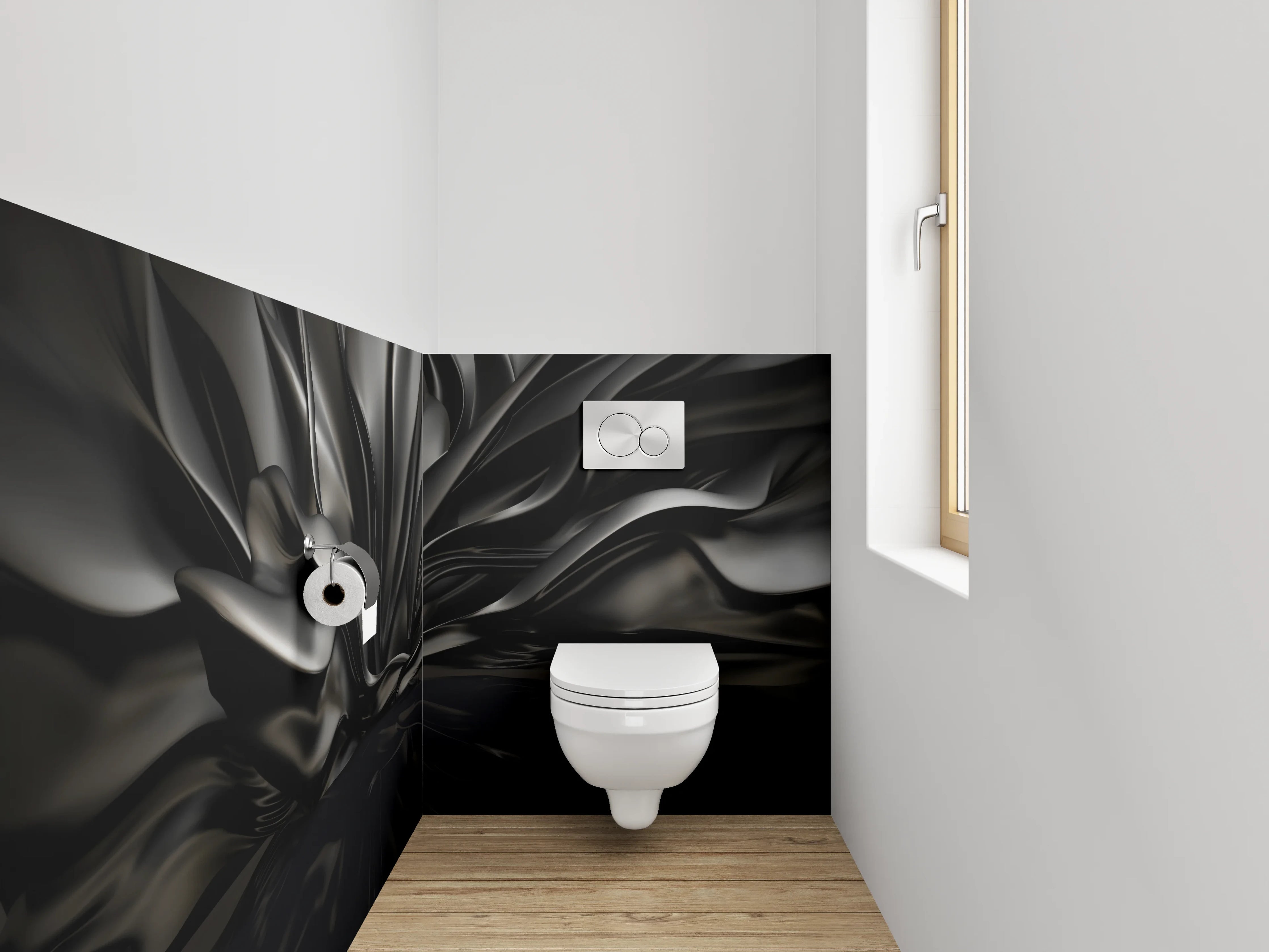 WC-Rückwand - Abstrakte schwarze Faltenoptik