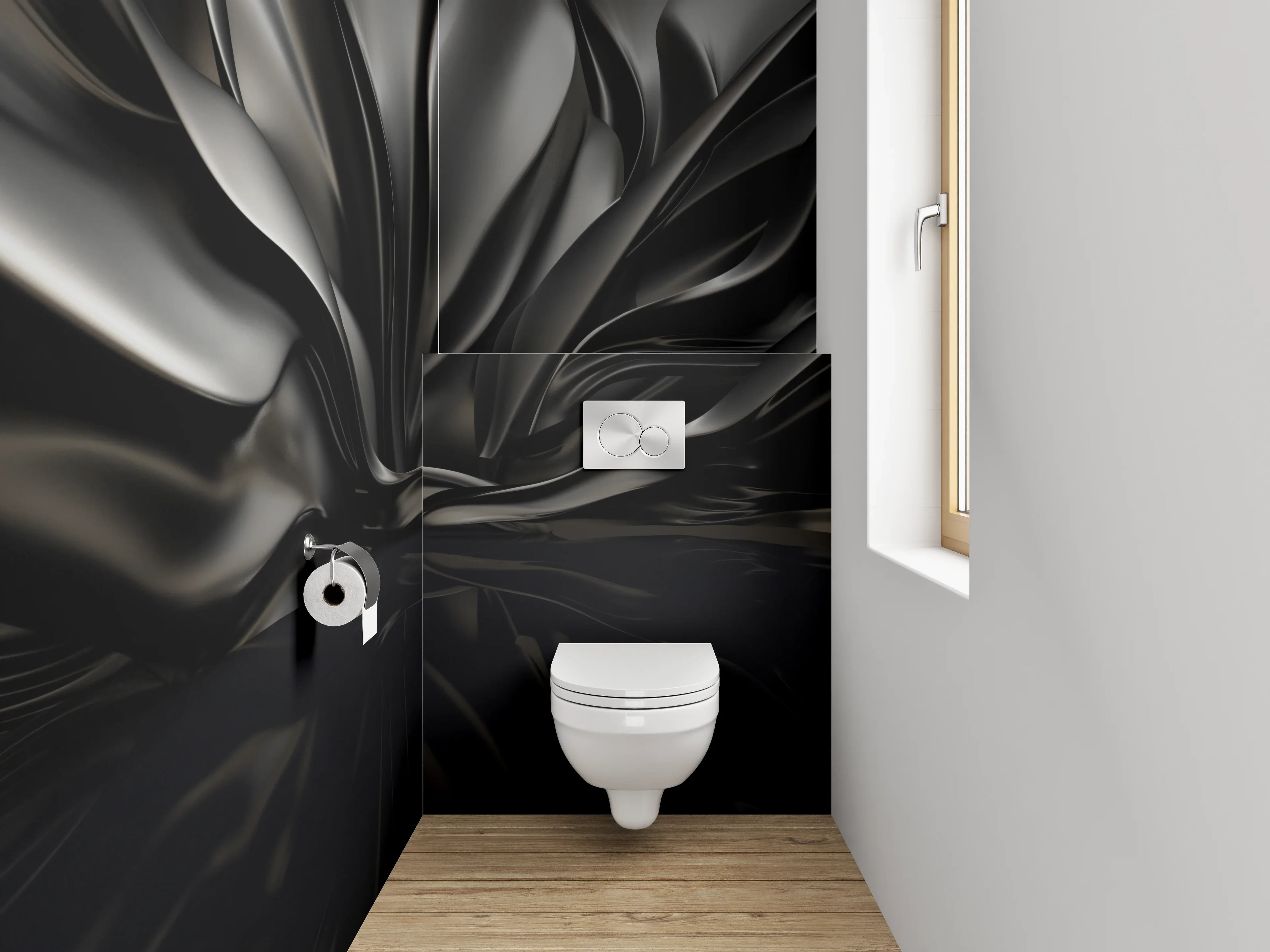 WC-Rückwand - Abstrakte schwarze Faltenoptik